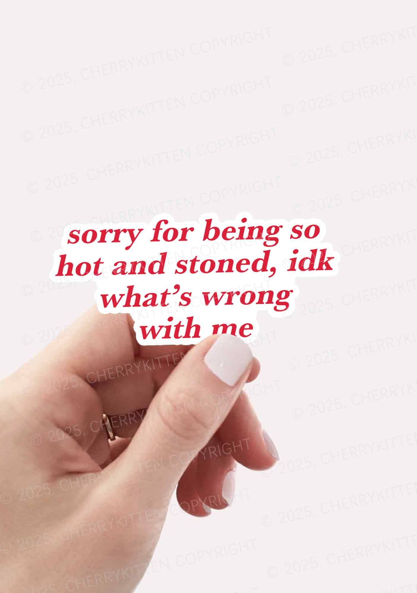 Sorry For Being Hot And Stoned 1Pc Y2K Sticker Cherrykitten - Image 2