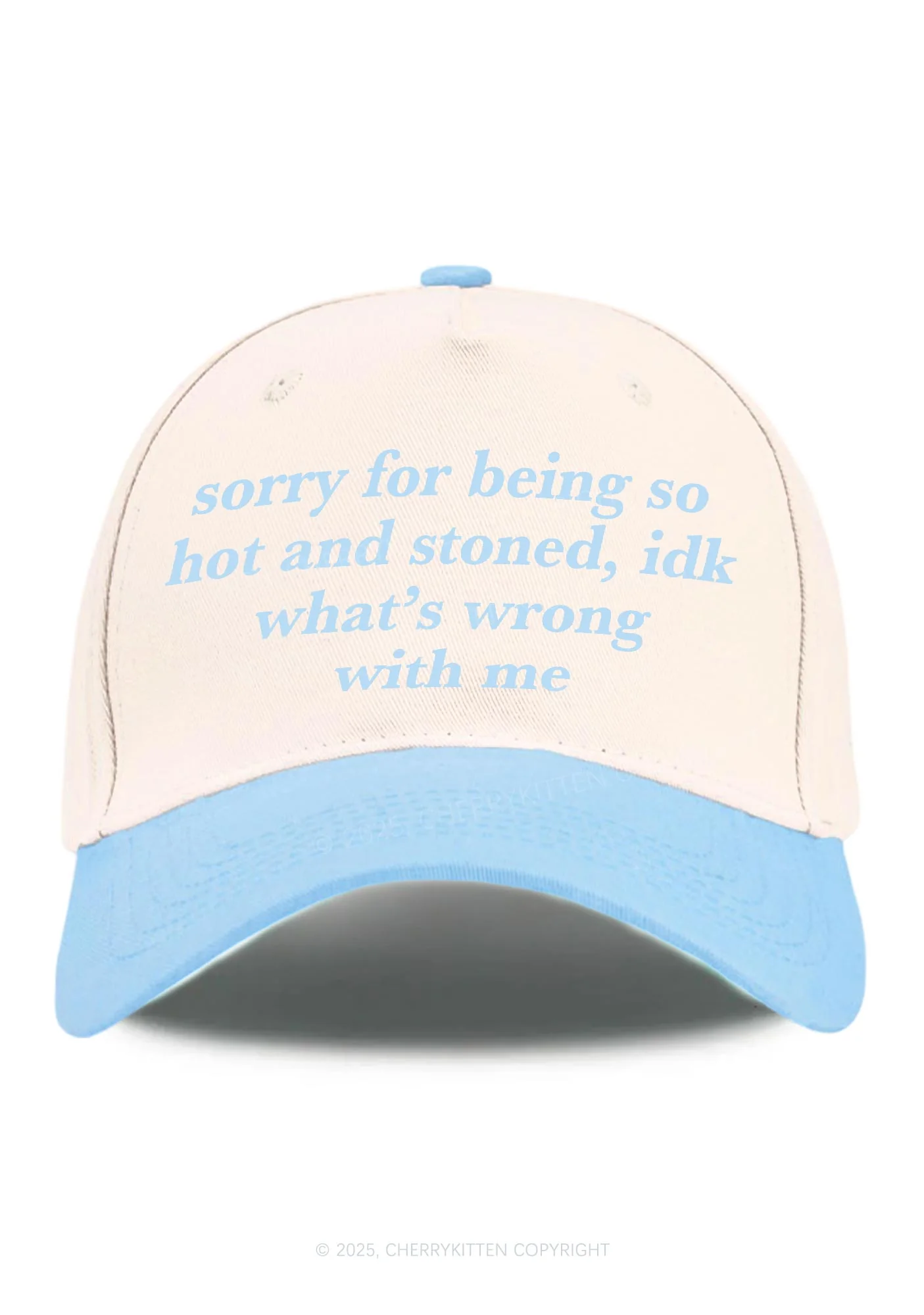 Sorry For Being Hot And Stoned Y2K Color Block Baseball Cap Cherrykitten - Image 13