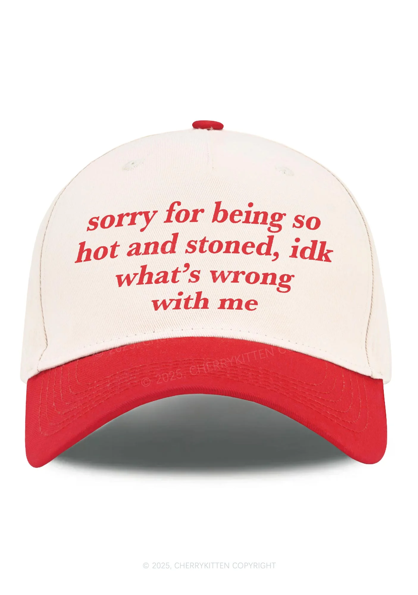 Sorry For Being Hot And Stoned Y2K Color Block Baseball Cap Cherrykitten - Image 3