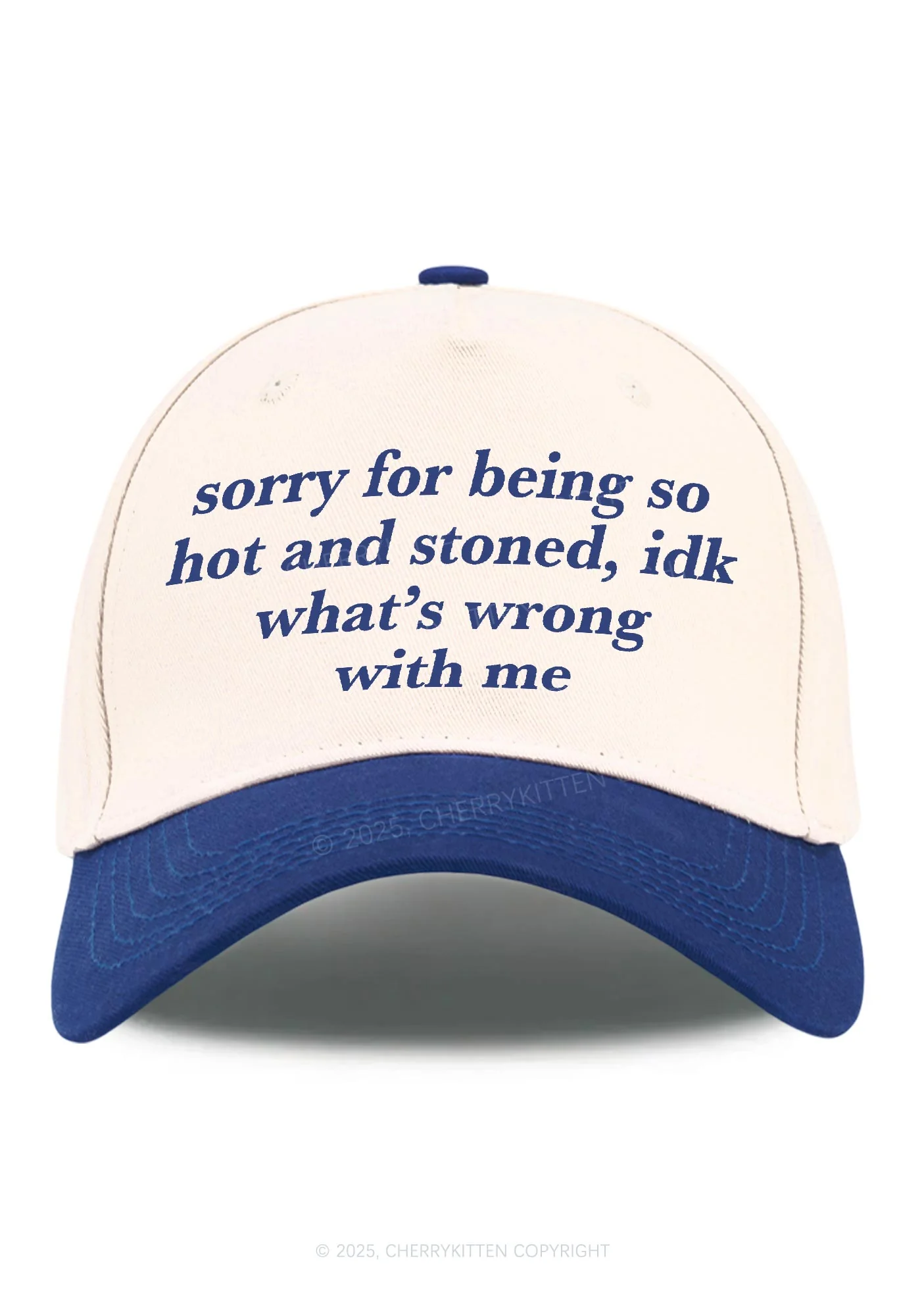 Sorry For Being Hot And Stoned Y2K Color Block Baseball Cap Cherrykitten - Image 4