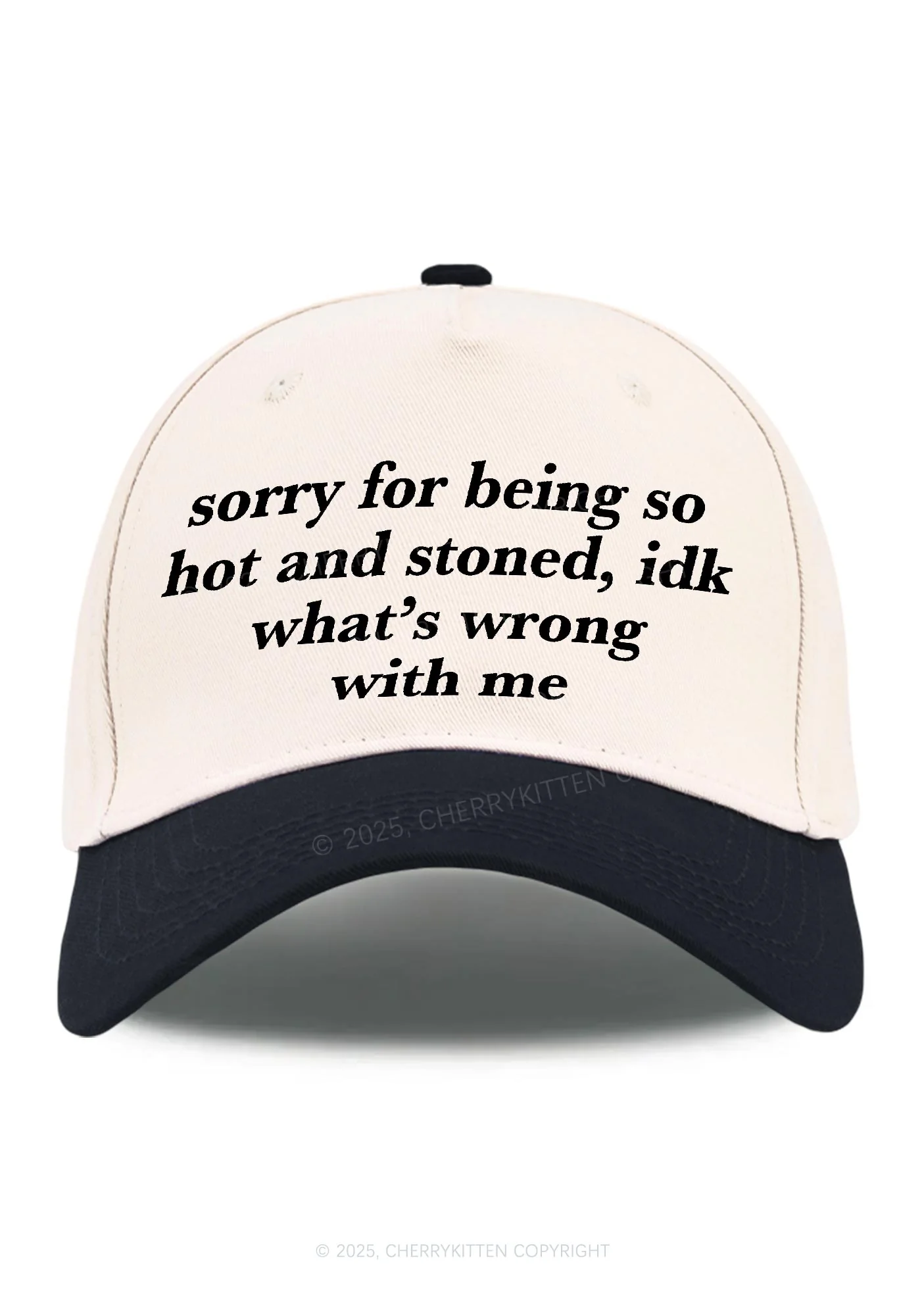 Sorry For Being Hot And Stoned Y2K Color Block Baseball Cap Cherrykitten - Image 7