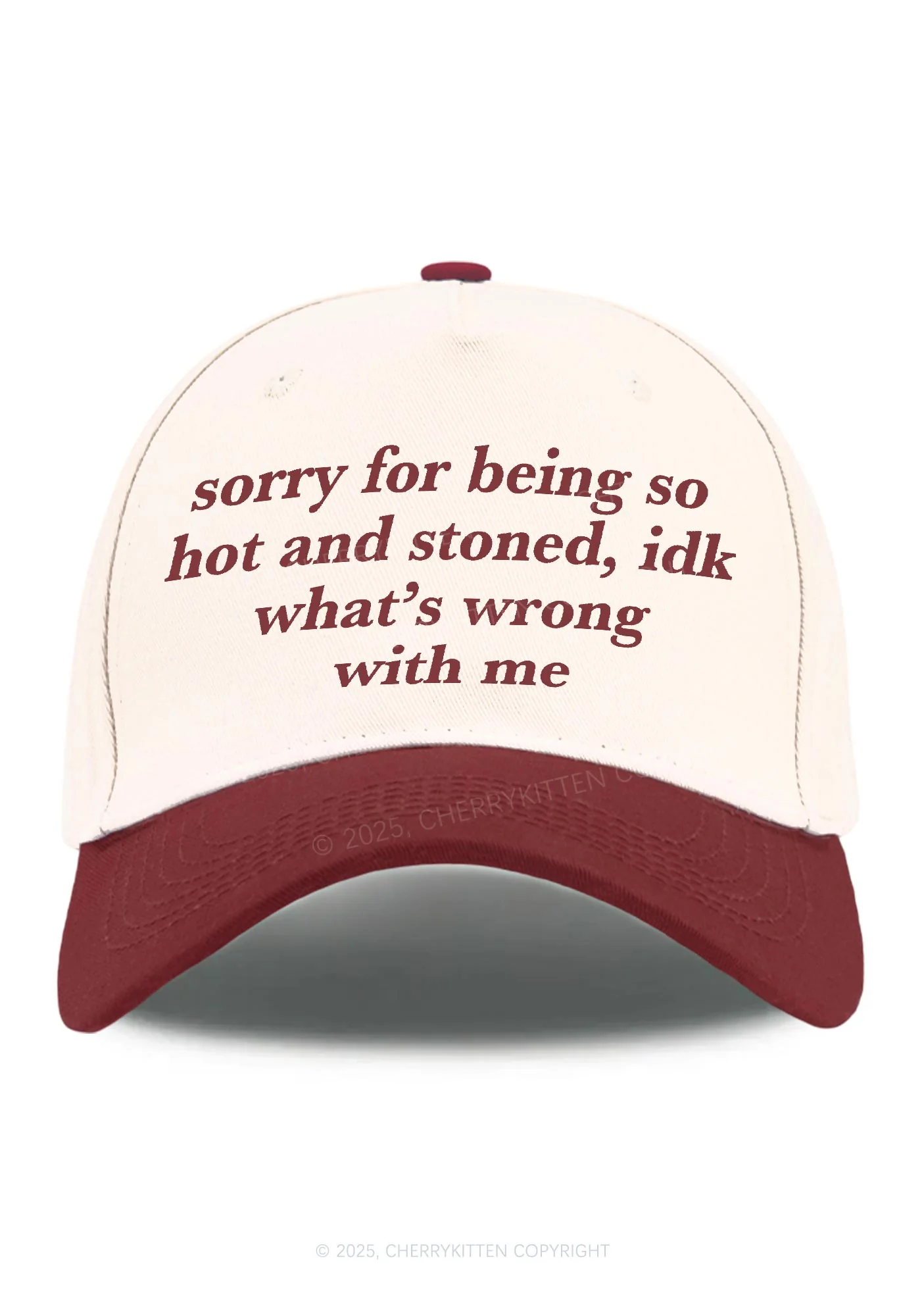 Sorry For Being Hot And Stoned Y2K Color Block Baseball Cap Cherrykitten - Image 9