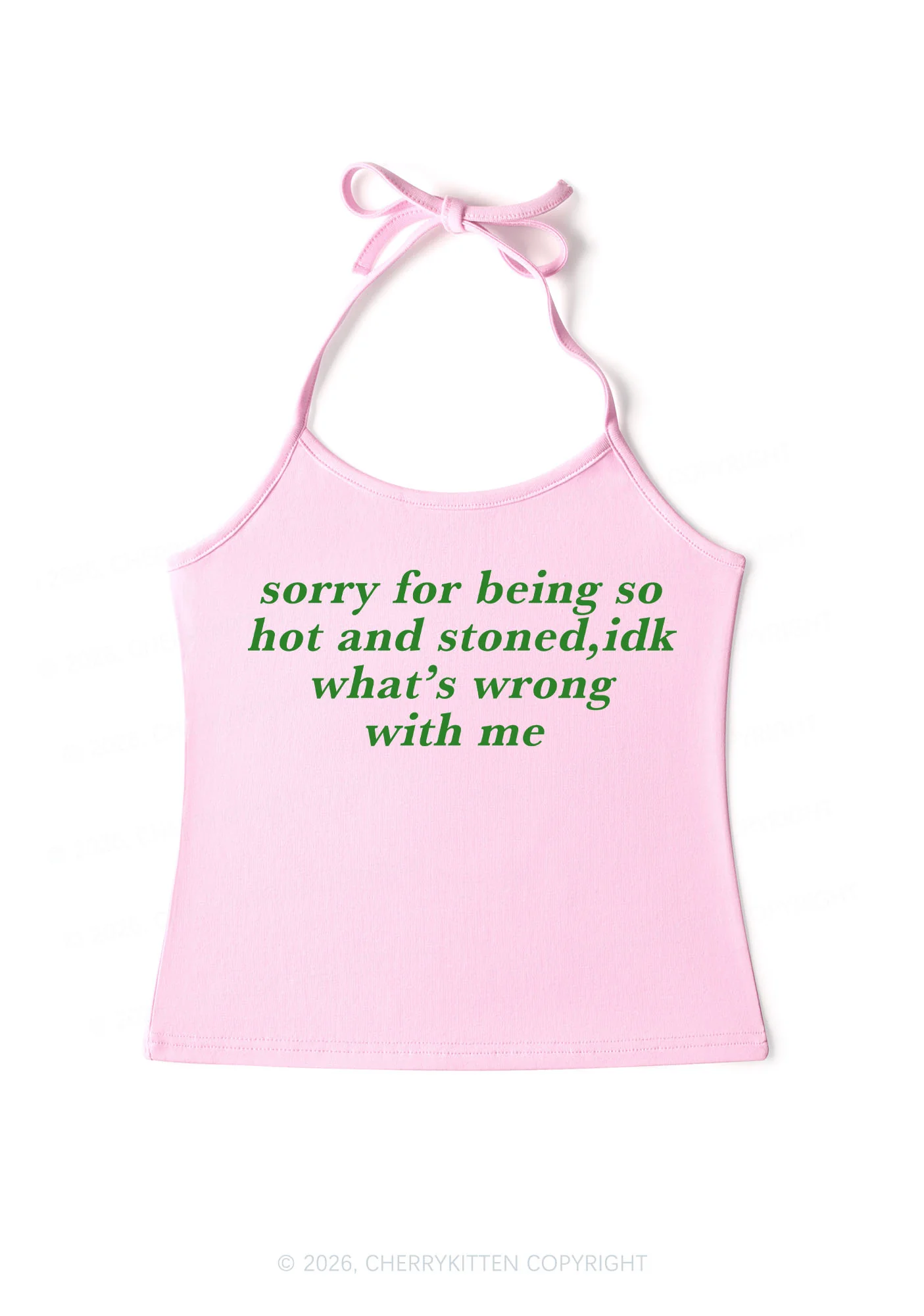 Sorry For Being Hot And Stoned Y2K Halter Neck Cami Cherrykitten - Image 5