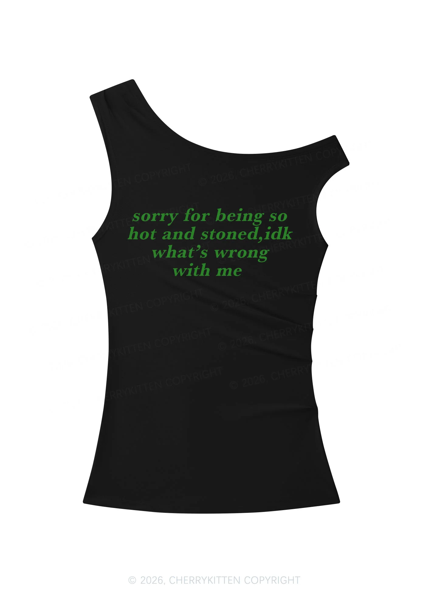 Sorry For Being Hot And Stoned Y2K Off Shoulder Tank Top Cherrykitten - Image 4