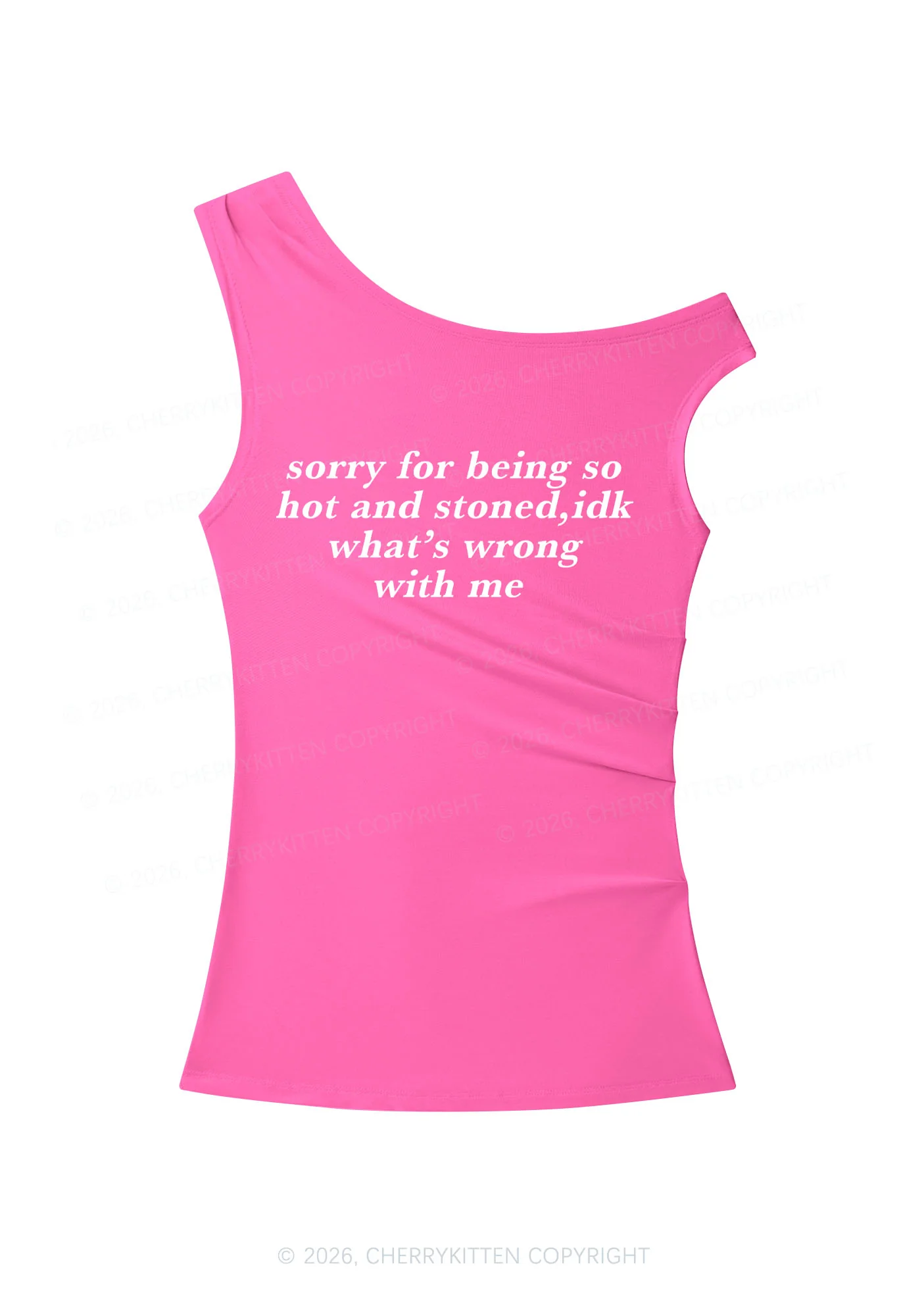Sorry For Being Hot And Stoned Y2K Off Shoulder Tank Top Cherrykitten - Image 5