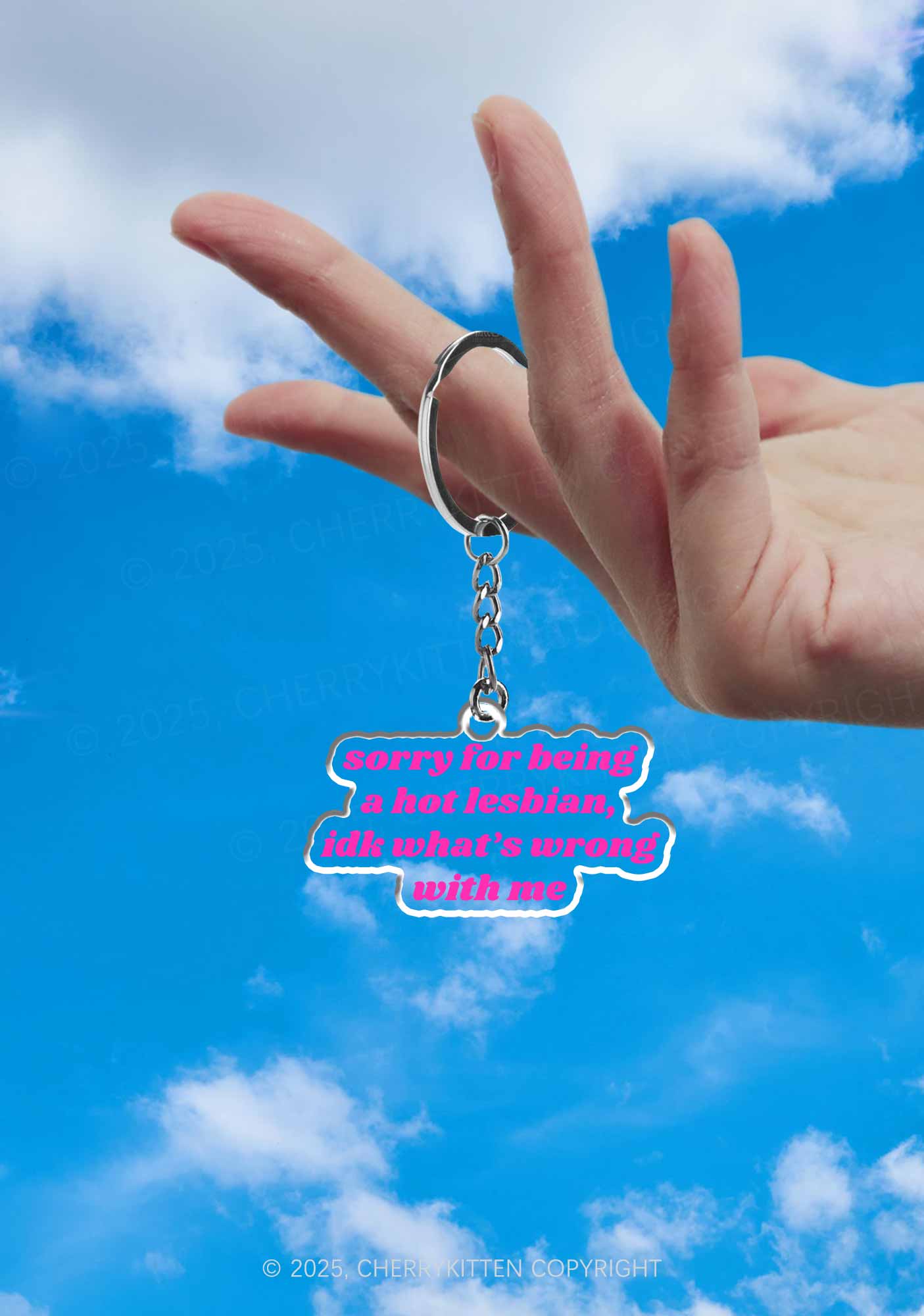 Sorry For Being Hot Lesbian Pride 1Pc Y2K Keychain Cherrykitten - Image 2