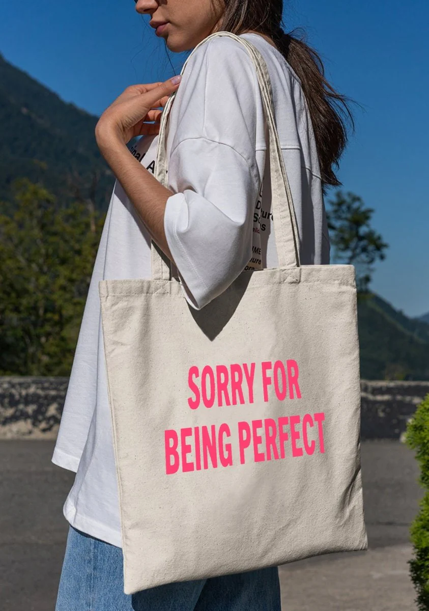 Sorry For Being Perfect Canvas Tote Bag - Image 3