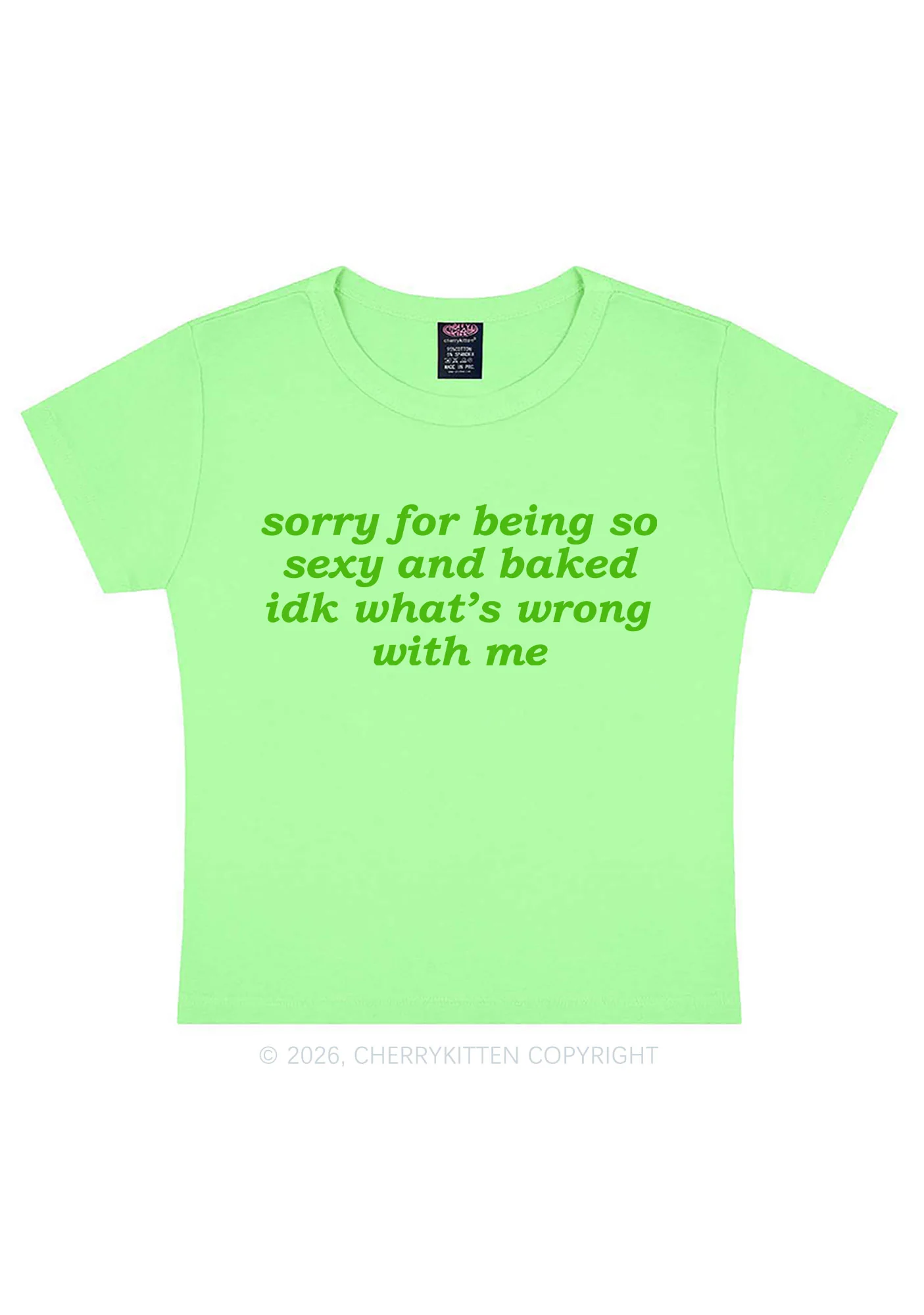 Sorry For Being So Baked Y2K Baby Tee Cherrykitten - Image 10