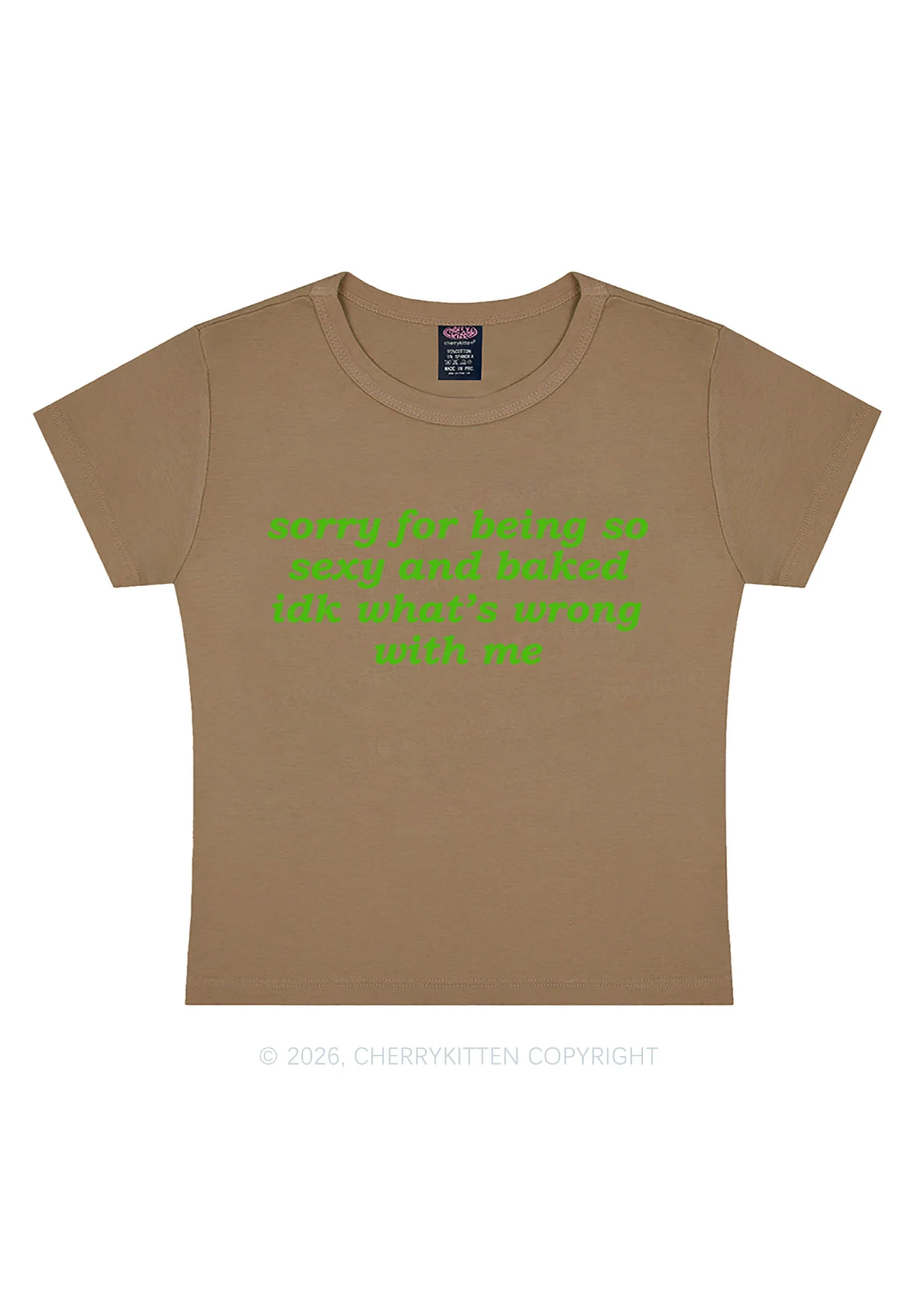 Sorry For Being So Baked Y2K Baby Tee Cherrykitten - Image 12