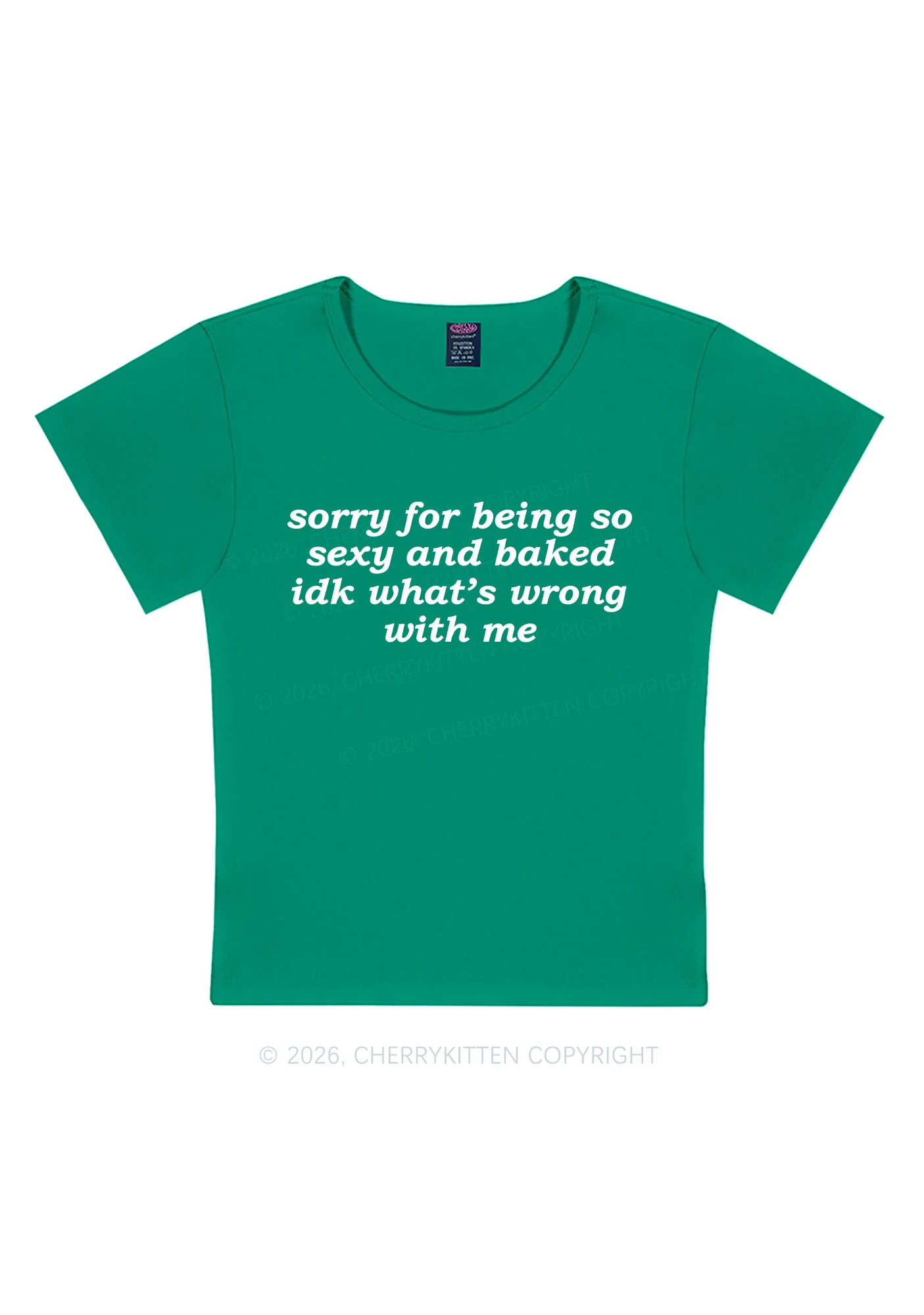 Sorry For Being So Baked Y2K Baby Tee Cherrykitten - Image 3