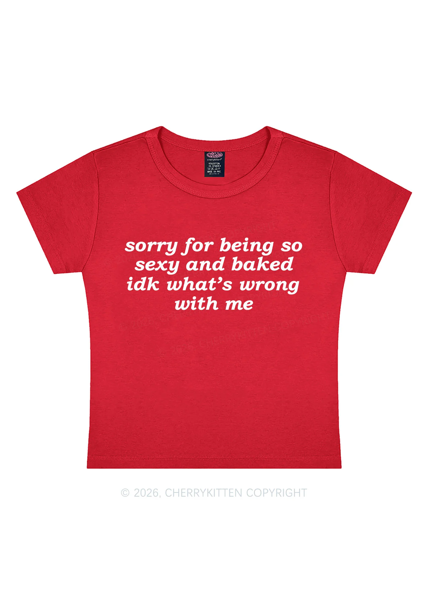 Sorry For Being So Baked Y2K Baby Tee Cherrykitten - Image 5