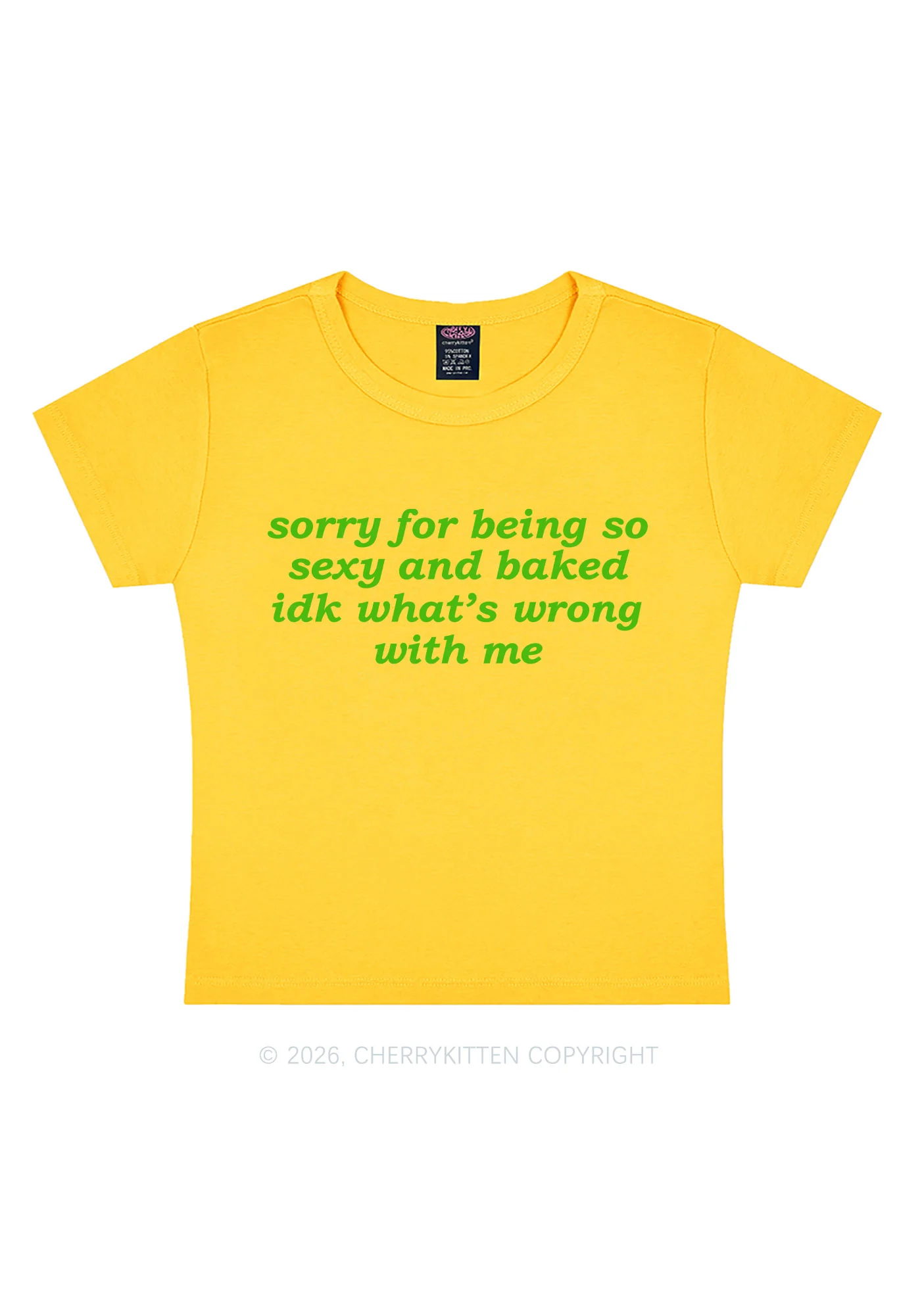 Sorry For Being So Baked Y2K Baby Tee Cherrykitten - Image 6