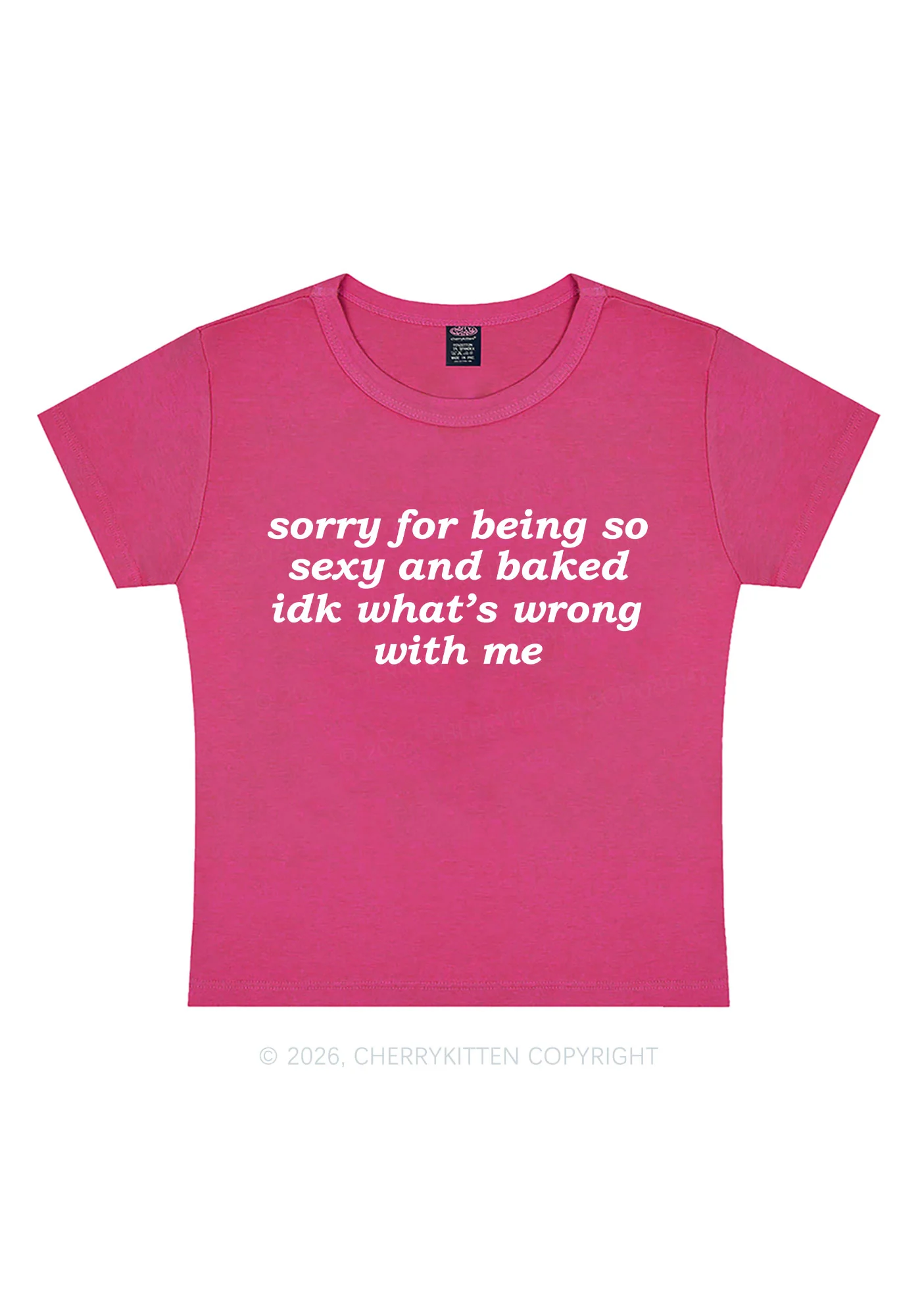 Sorry For Being So Baked Y2K Baby Tee Cherrykitten - Image 7