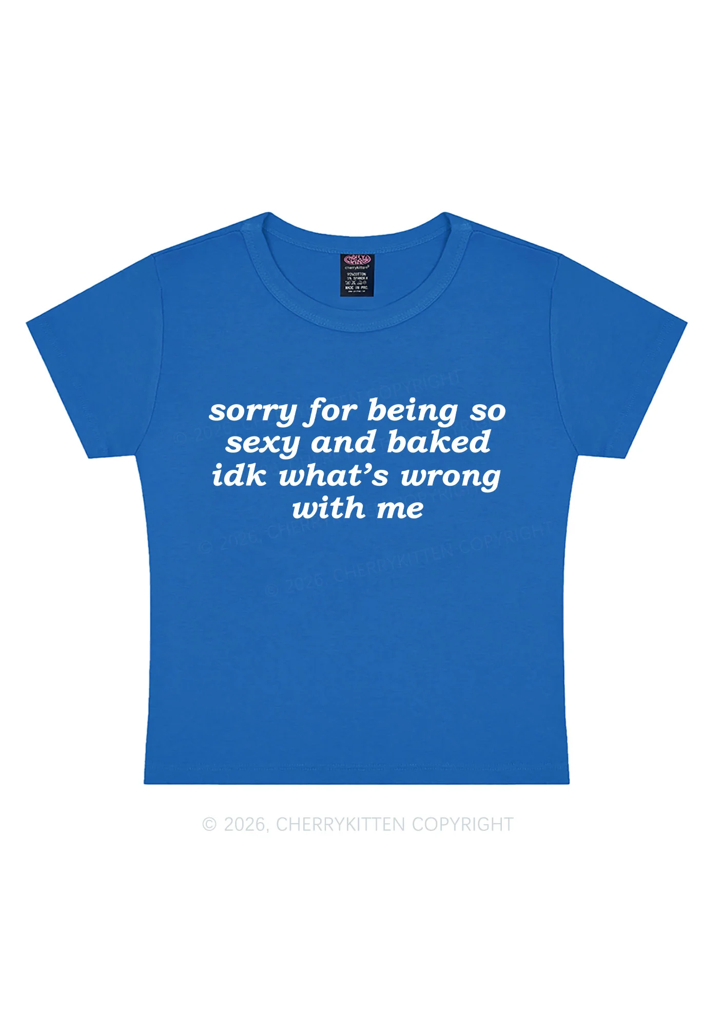 Sorry For Being So Baked Y2K Baby Tee Cherrykitten - Image 9