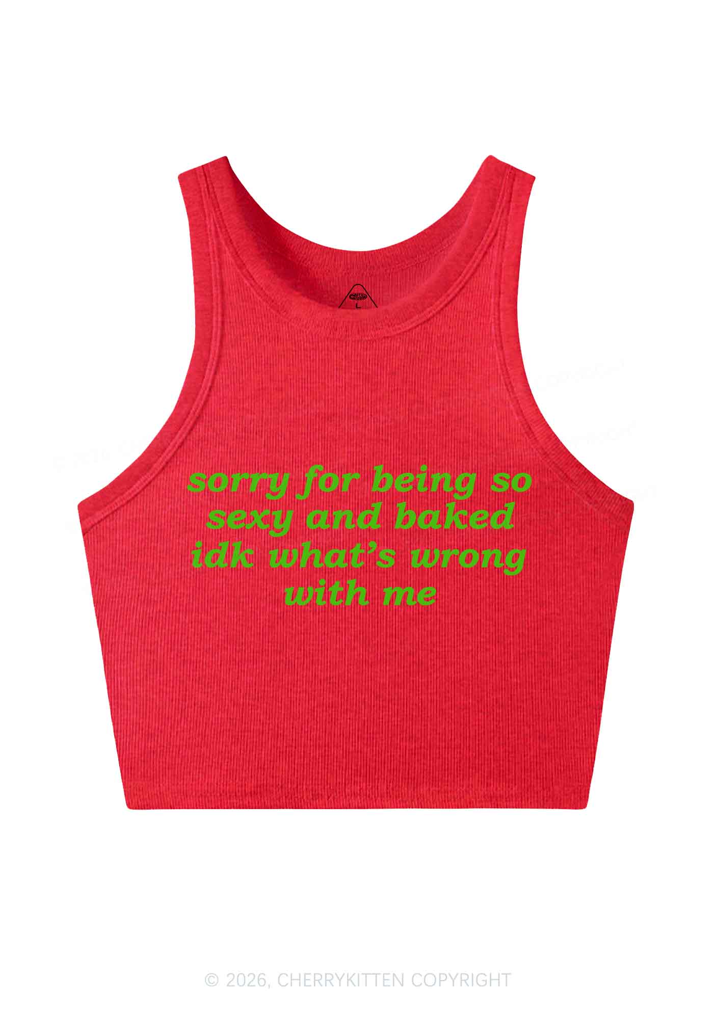 Sorry For Being So Baked Y2K Crop Tank Top Cherrykitten - Image 10