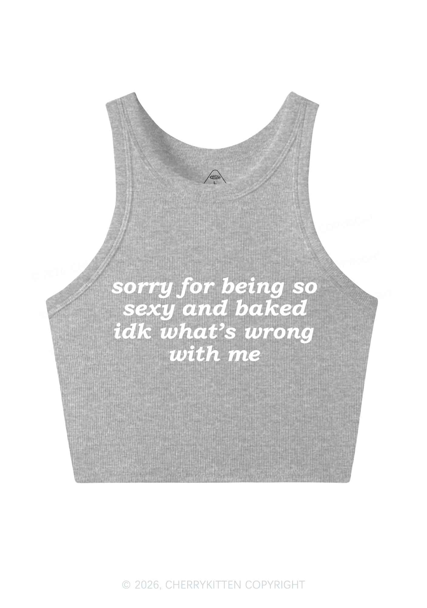 Sorry For Being So Baked Y2K Crop Tank Top Cherrykitten - Image 12