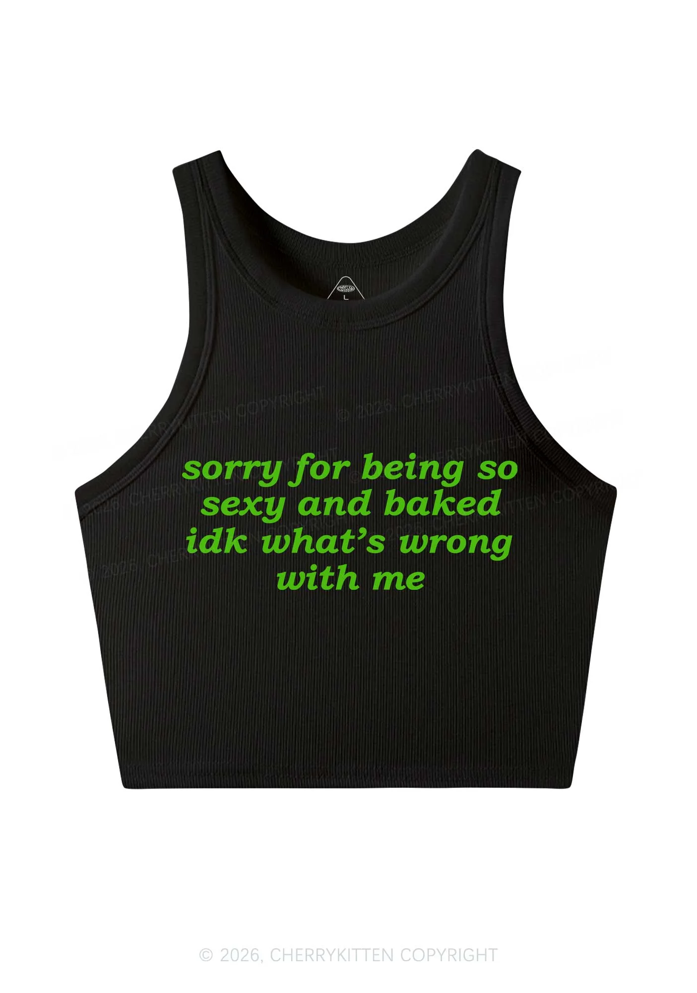 Sorry For Being So Baked Y2K Crop Tank Top Cherrykitten - Image 3