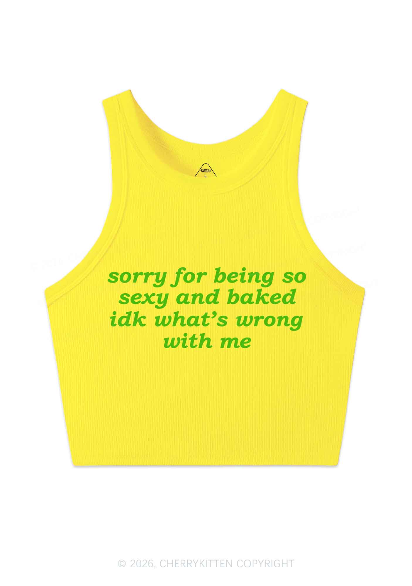 Sorry For Being So Baked Y2K Crop Tank Top Cherrykitten - Image 6