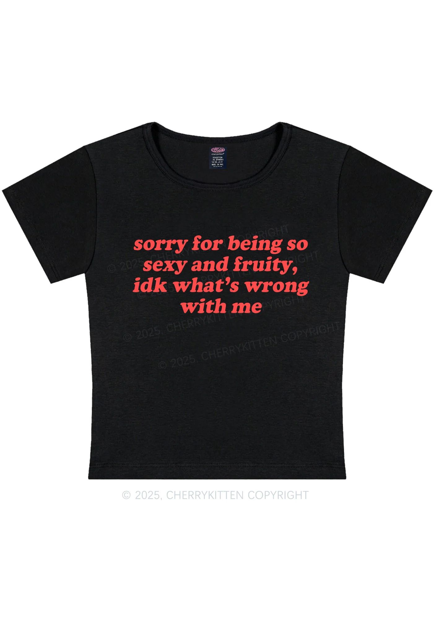Sorry For Being So Fruity Y2K Baby Tee Cherrykitten - Image 4