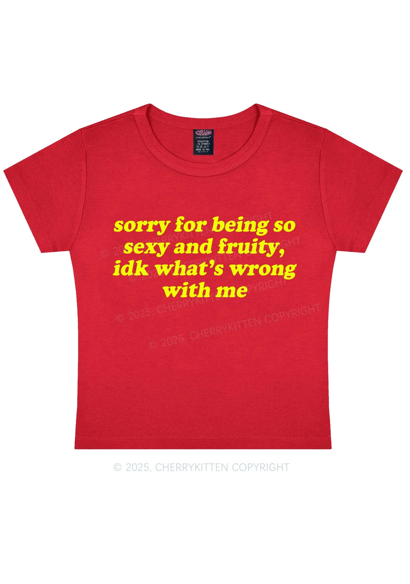 Sorry For Being So Fruity Y2K Baby Tee Cherrykitten - Image 5