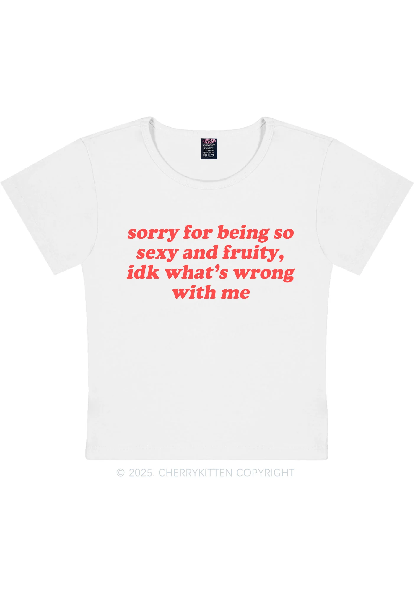 Sorry For Being So Fruity Y2K Baby Tee Cherrykitten - Image 7