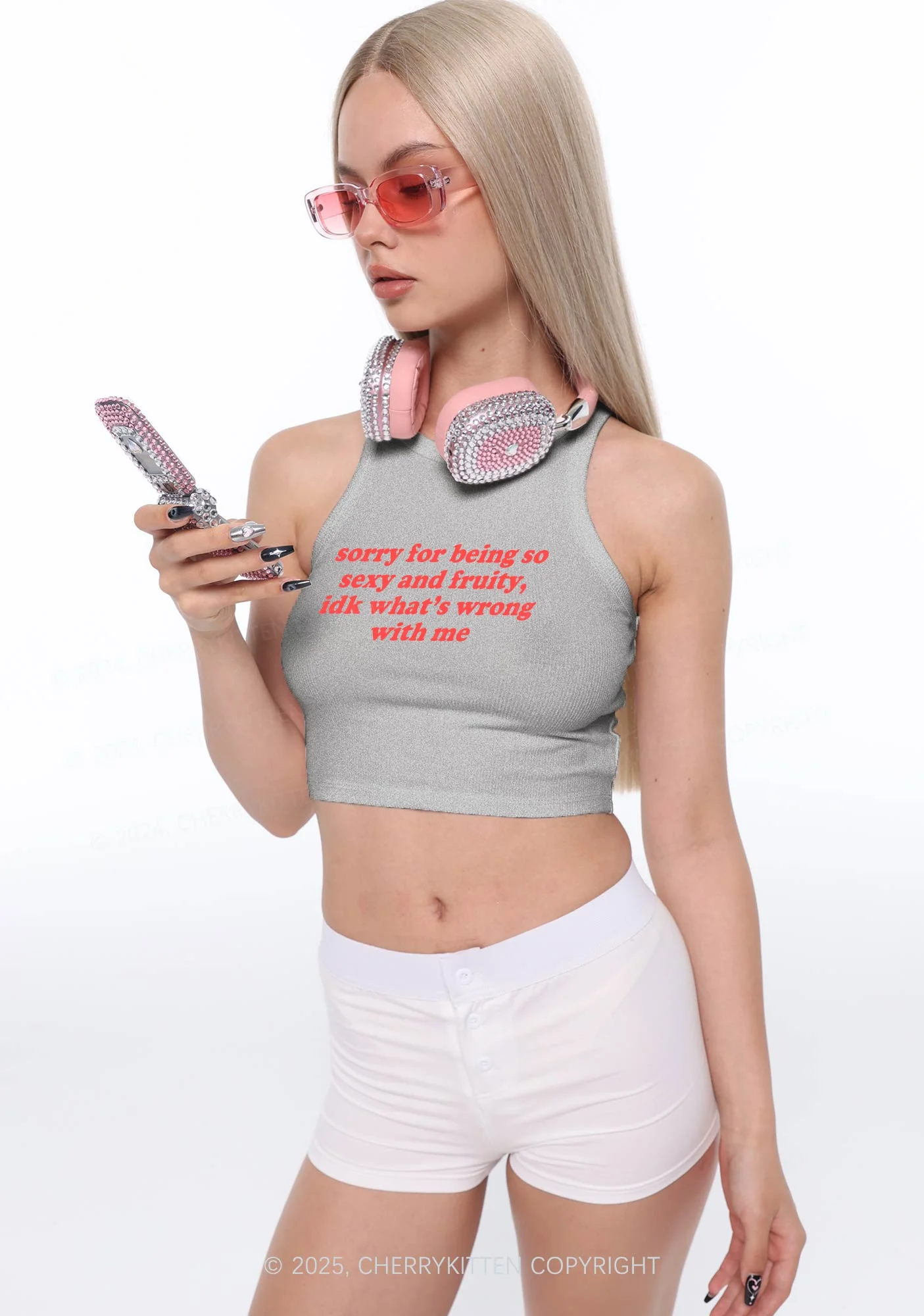 Sorry For Being So Fruity Y2K Crop Tank Top Cherrykitten - Image 2