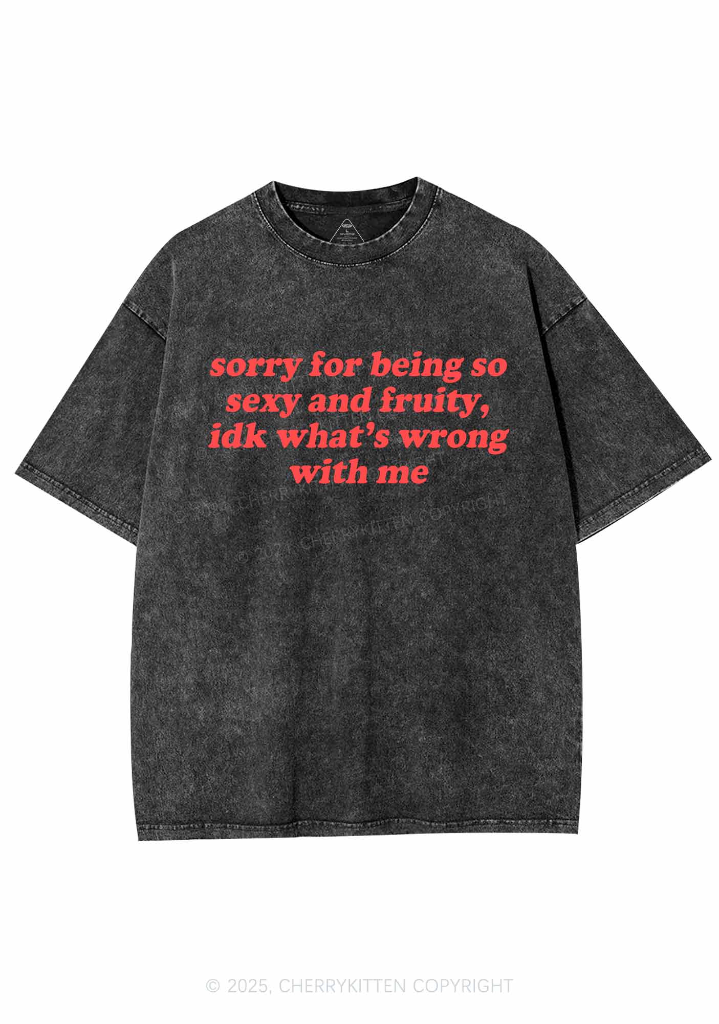 Sorry For Being So Fruity Y2K Shirts Washed Tee Cherrykitten - Image 3