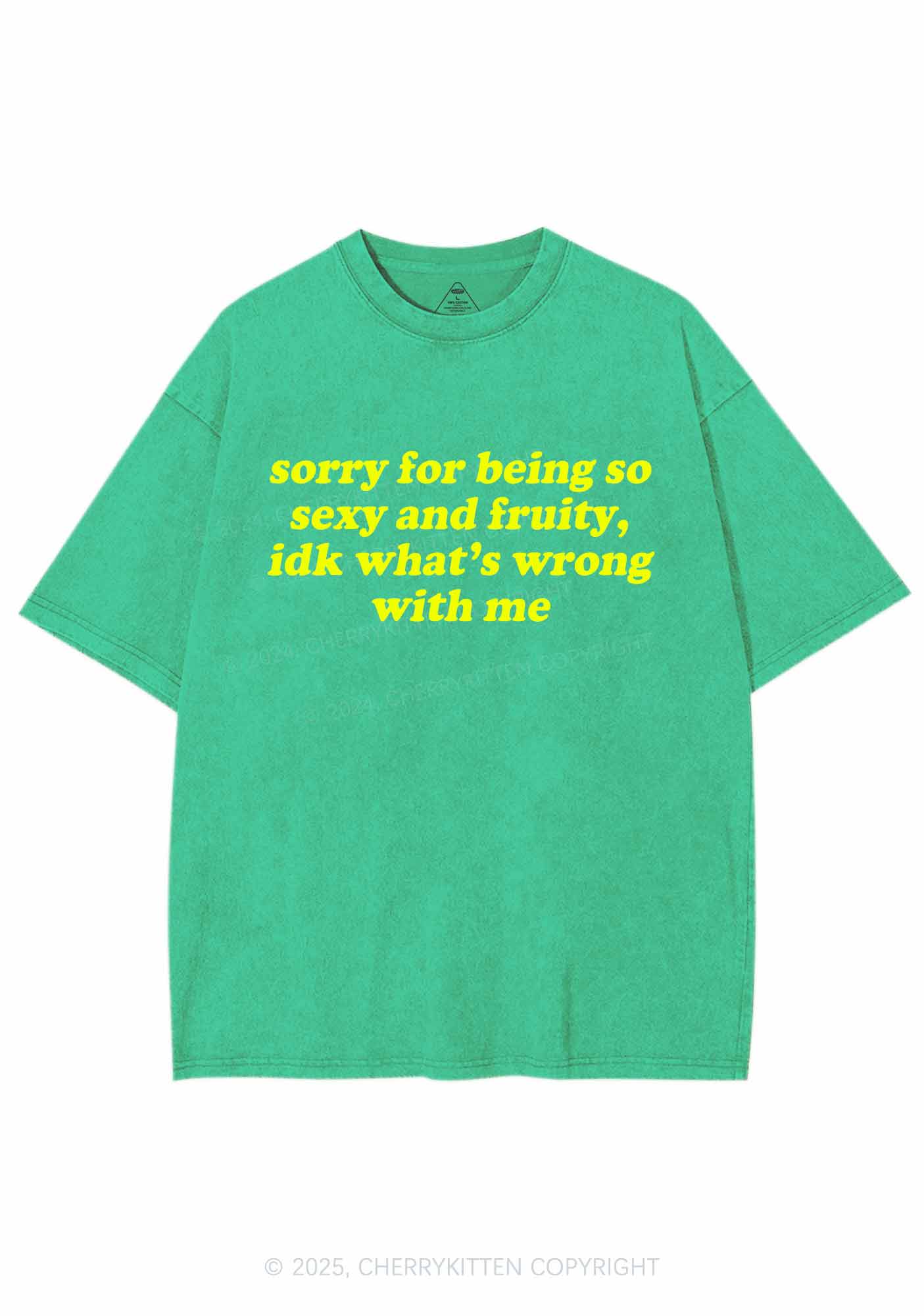 Sorry For Being So Fruity Y2K Shirts Washed Tee Cherrykitten - Image 6