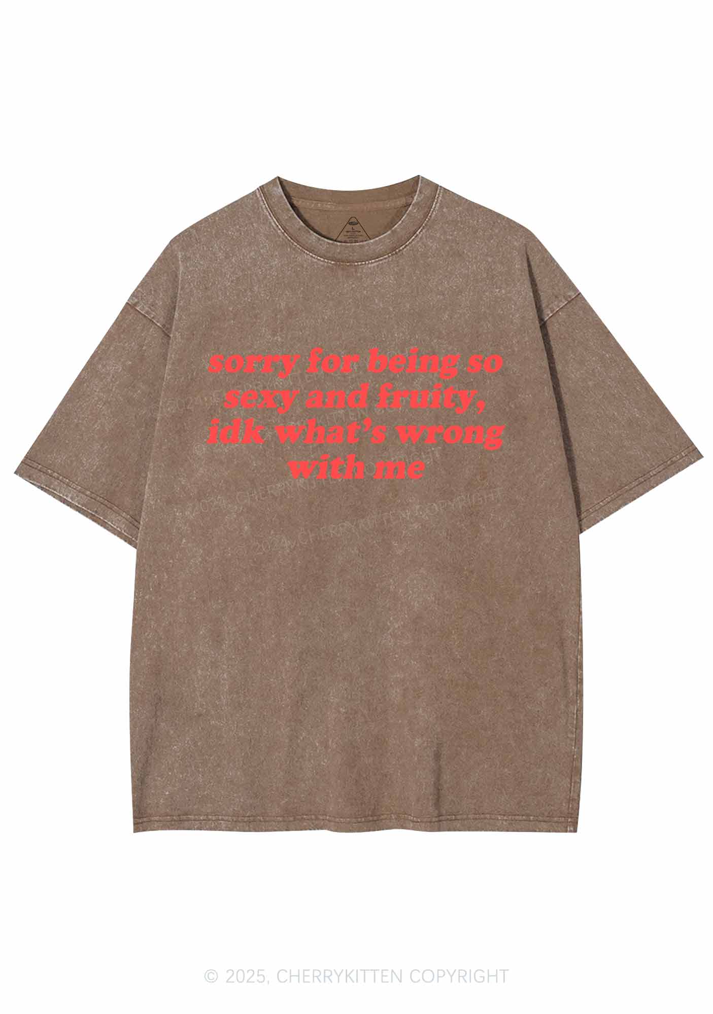 Sorry For Being So Fruity Y2K Shirts Washed Tee Cherrykitten - Image 7