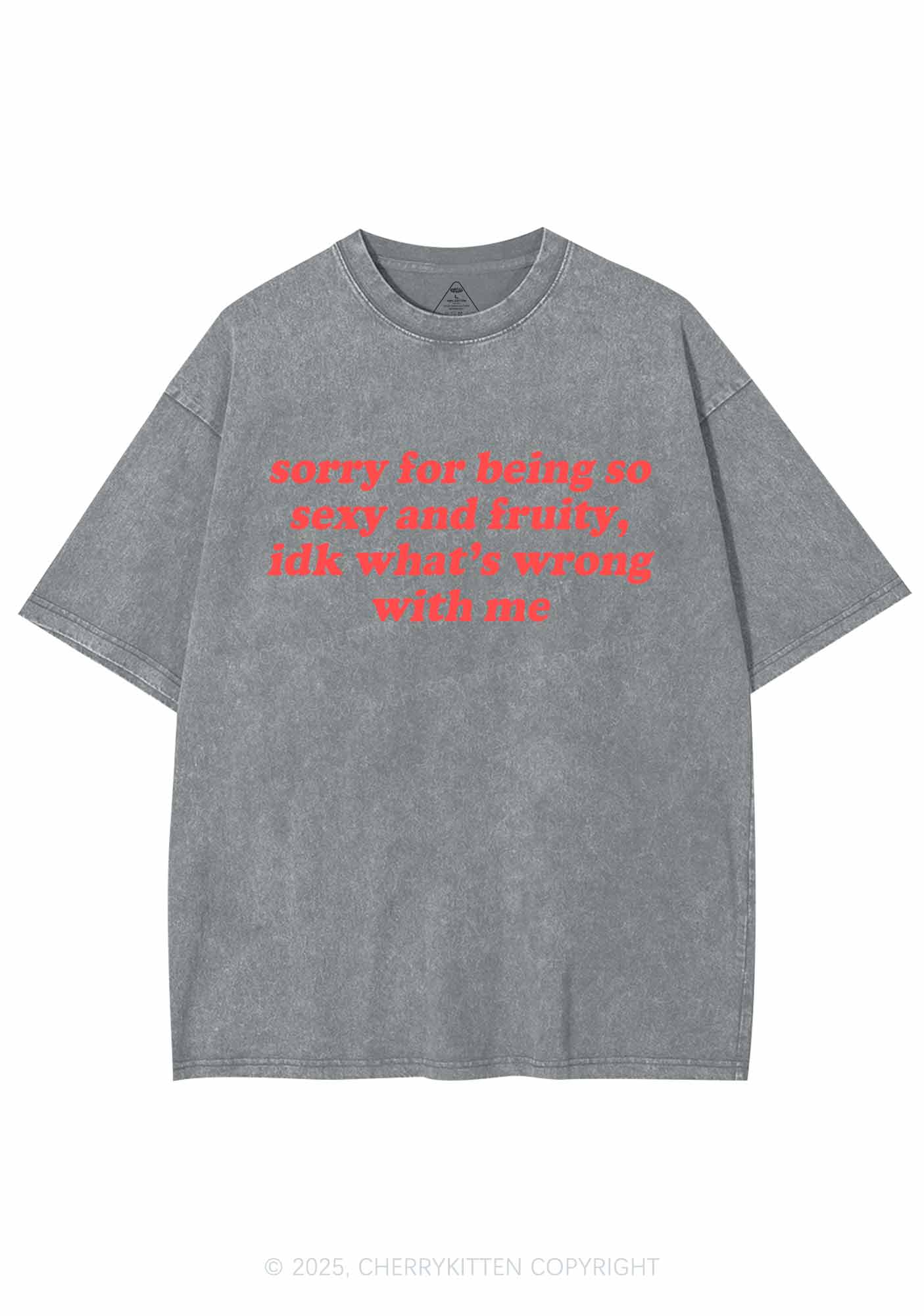 Sorry For Being So Fruity Y2K Shirts Washed Tee Cherrykitten - Image 8