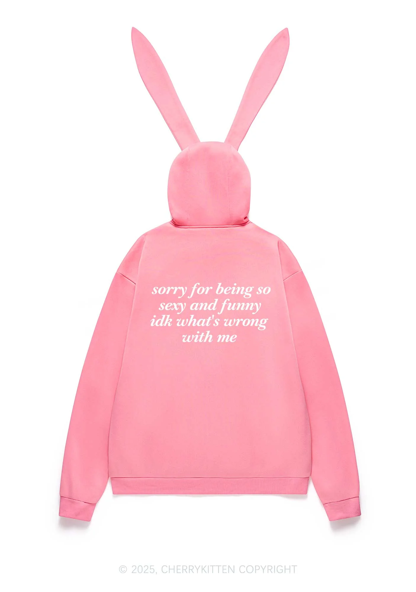 Sorry For Being So Funny Y2K Bunny Ear Zip Hoodie Cherrykitten - Image 3