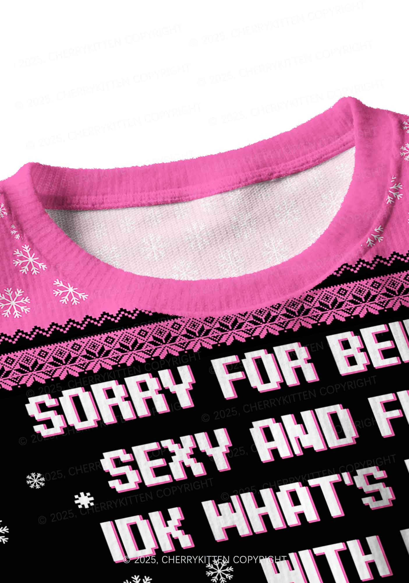 Sorry For Being So Funny Y2K Christmas Crop Knit Sweatshirt Cherrykitten - Image 4