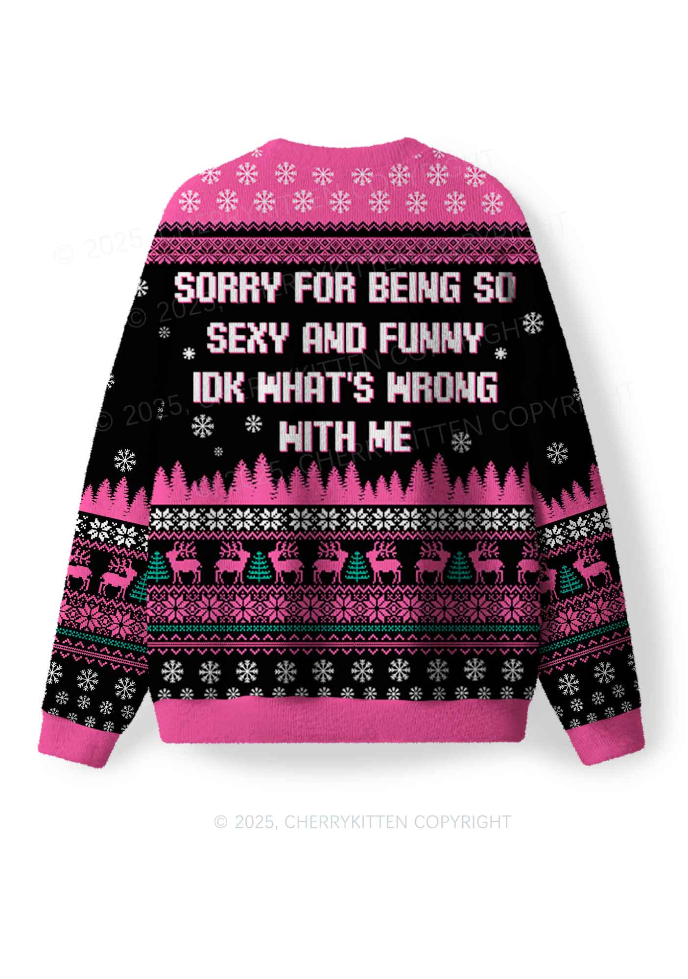 Sorry For Being So Funny Y2K Christmas Knit Sweatshirt Cherrykitten - Image 2