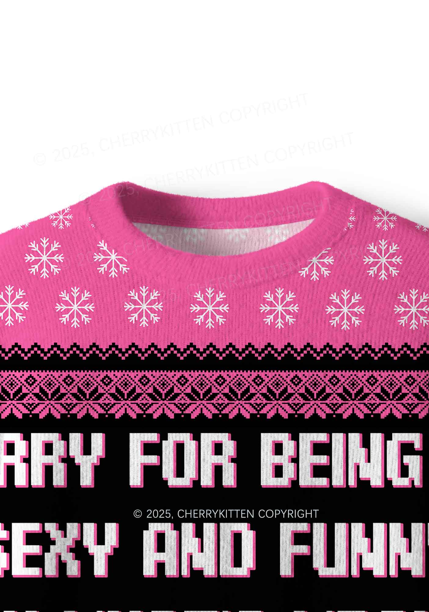 Sorry For Being So Funny Y2K Christmas Knit Sweatshirt Cherrykitten - Image 4
