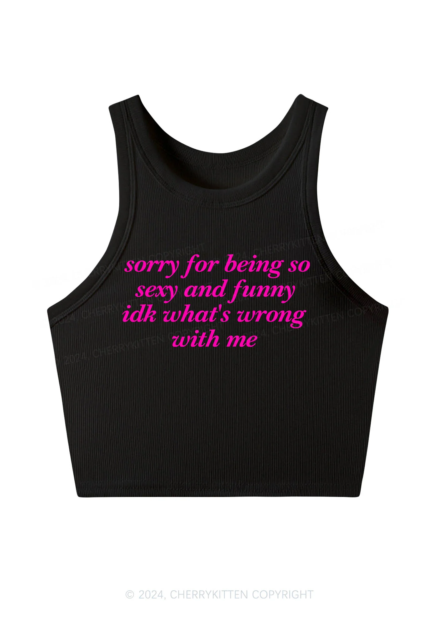 Sorry For Being So Funny Y2K Crop Tank Top Cherrykitten - Image 2