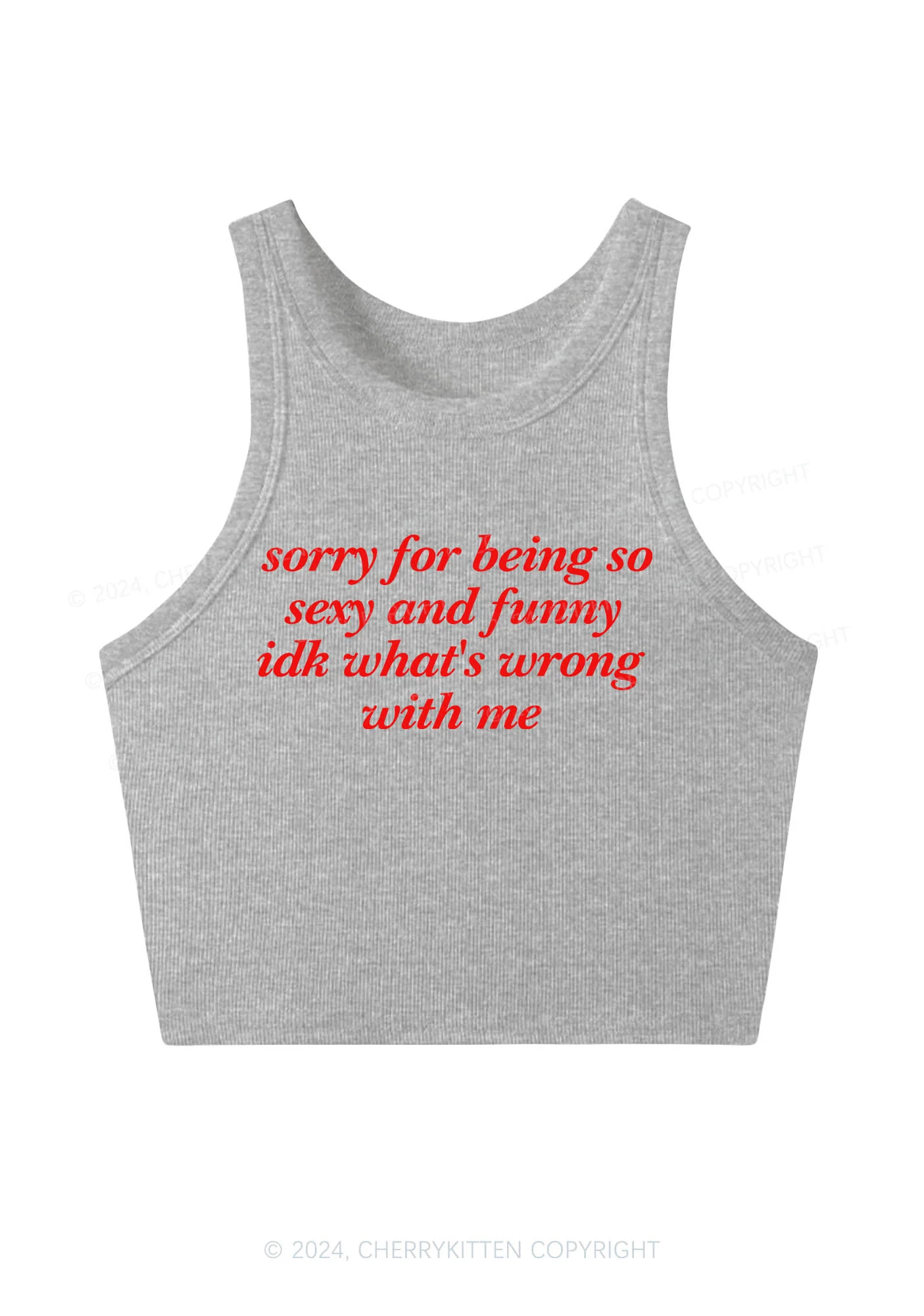 Sorry For Being So Funny Y2K Crop Tank Top Cherrykitten - Image 3