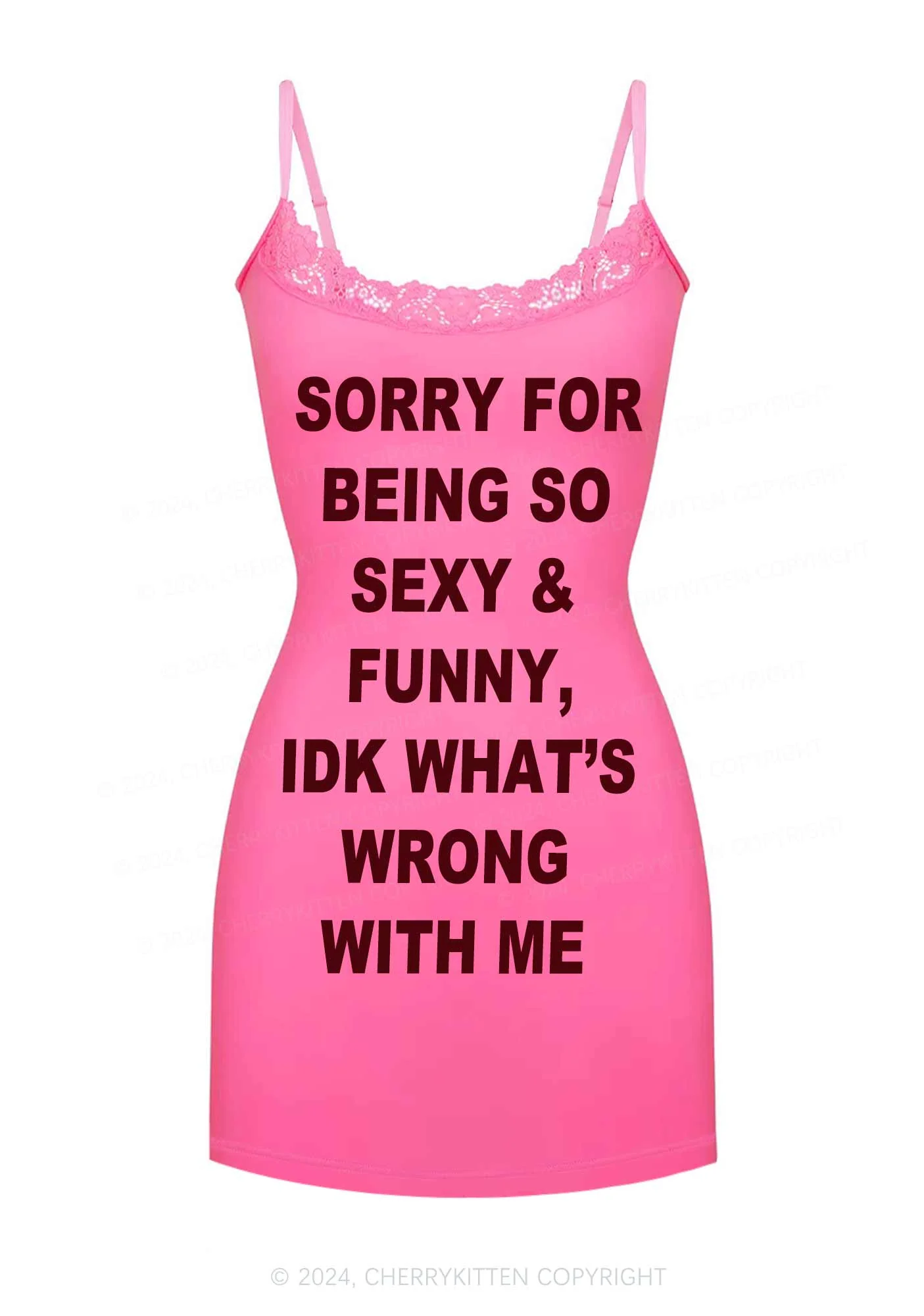 Sorry For Being So Funny Y2K Lace Slip Dress Cherrykitten - Image 3