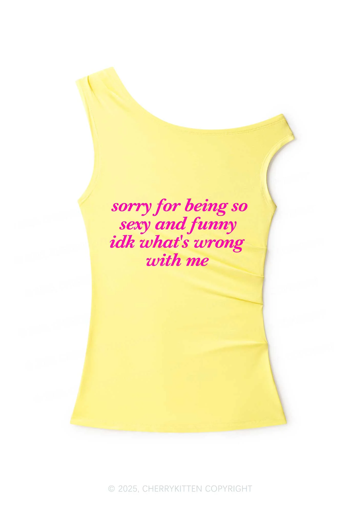 Sorry For Being So Funny Y2K Off Shoulder Tank Top Cherrykitten - Image 3