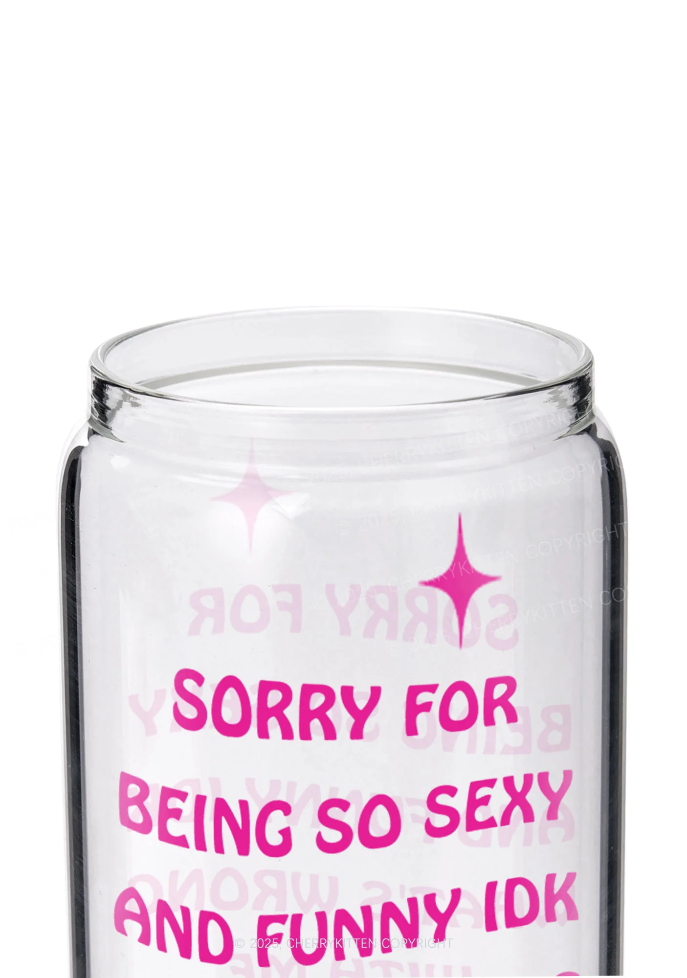 Sorry For Being So Funny Y2K Printed Glass Cup Cherrykitten - Image 2