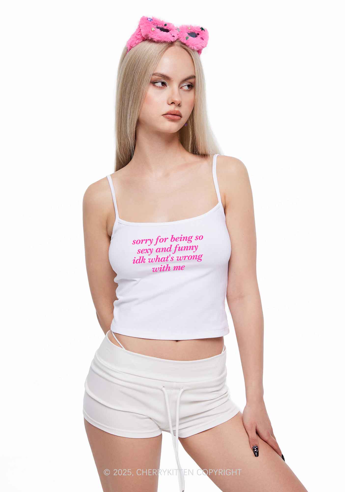 Sorry For Being So Funny Y2K Spaghetti Strap Cami Cherrykitten - Image 2
