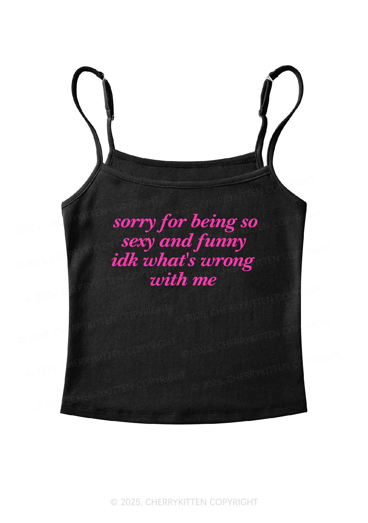 Sorry For Being So Funny Y2K Spaghetti Strap Cami Cherrykitten - Image 3