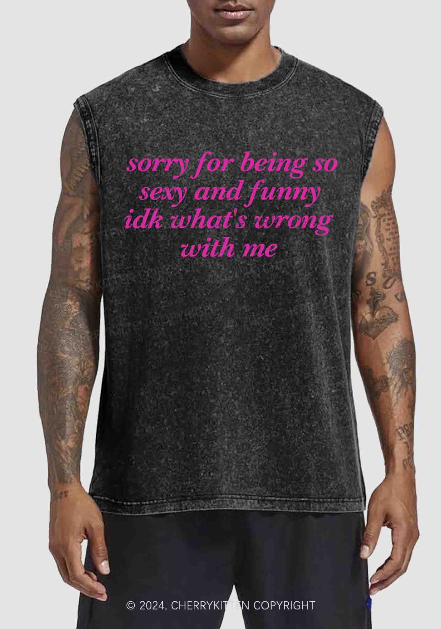 Sorry For Being So Funny Y2K Washed Tank Cherrykitten - Image 2