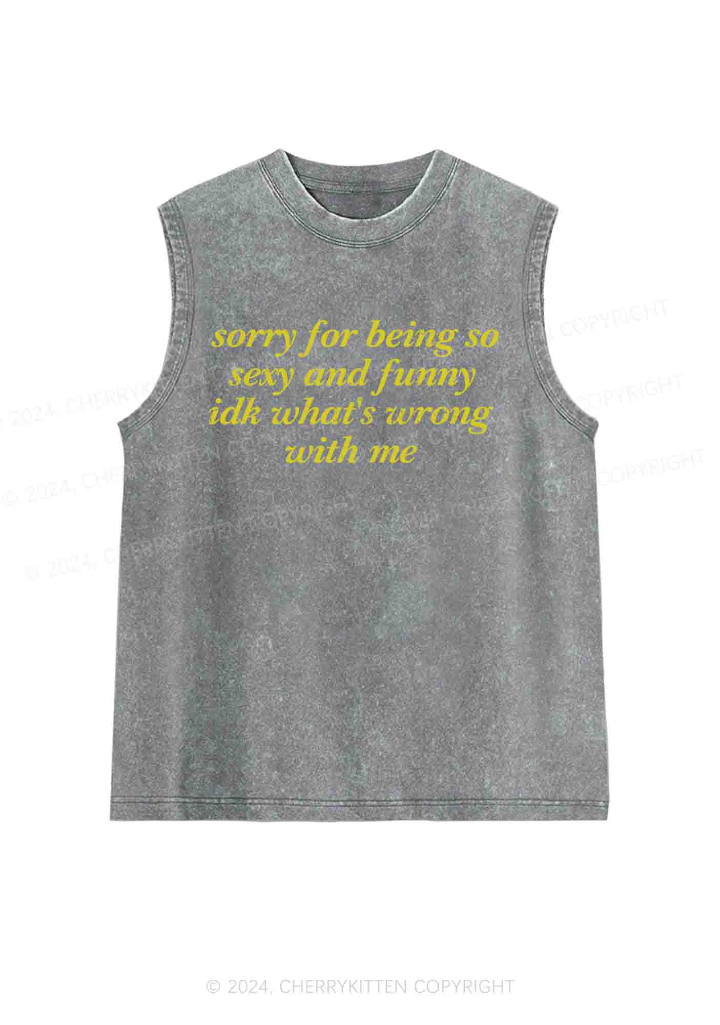 Sorry For Being So Funny Y2K Washed Tank Cherrykitten - Image 6