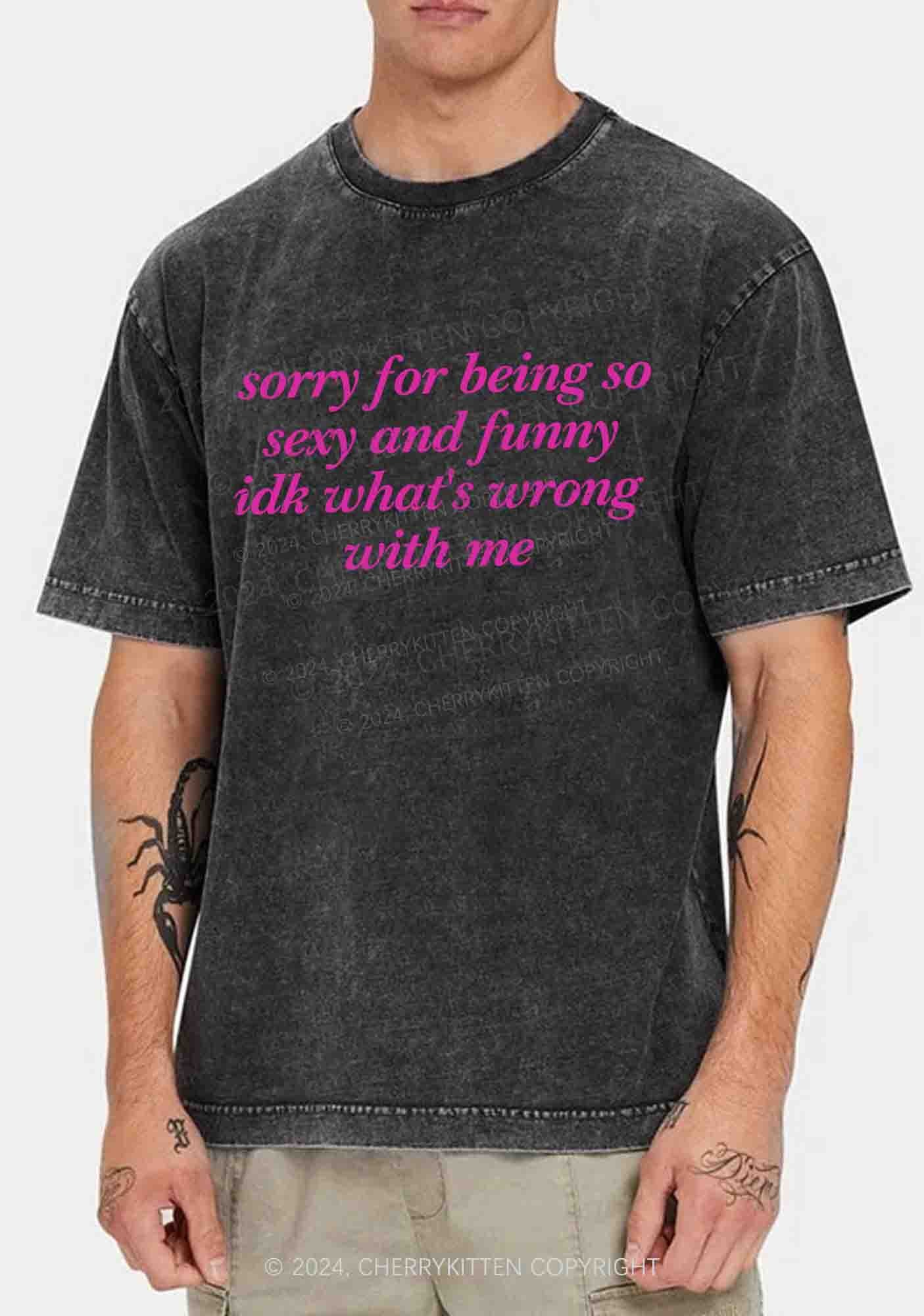 Sorry For Being So Funny Y2K Washed Tee Cherrykitten - Image 2