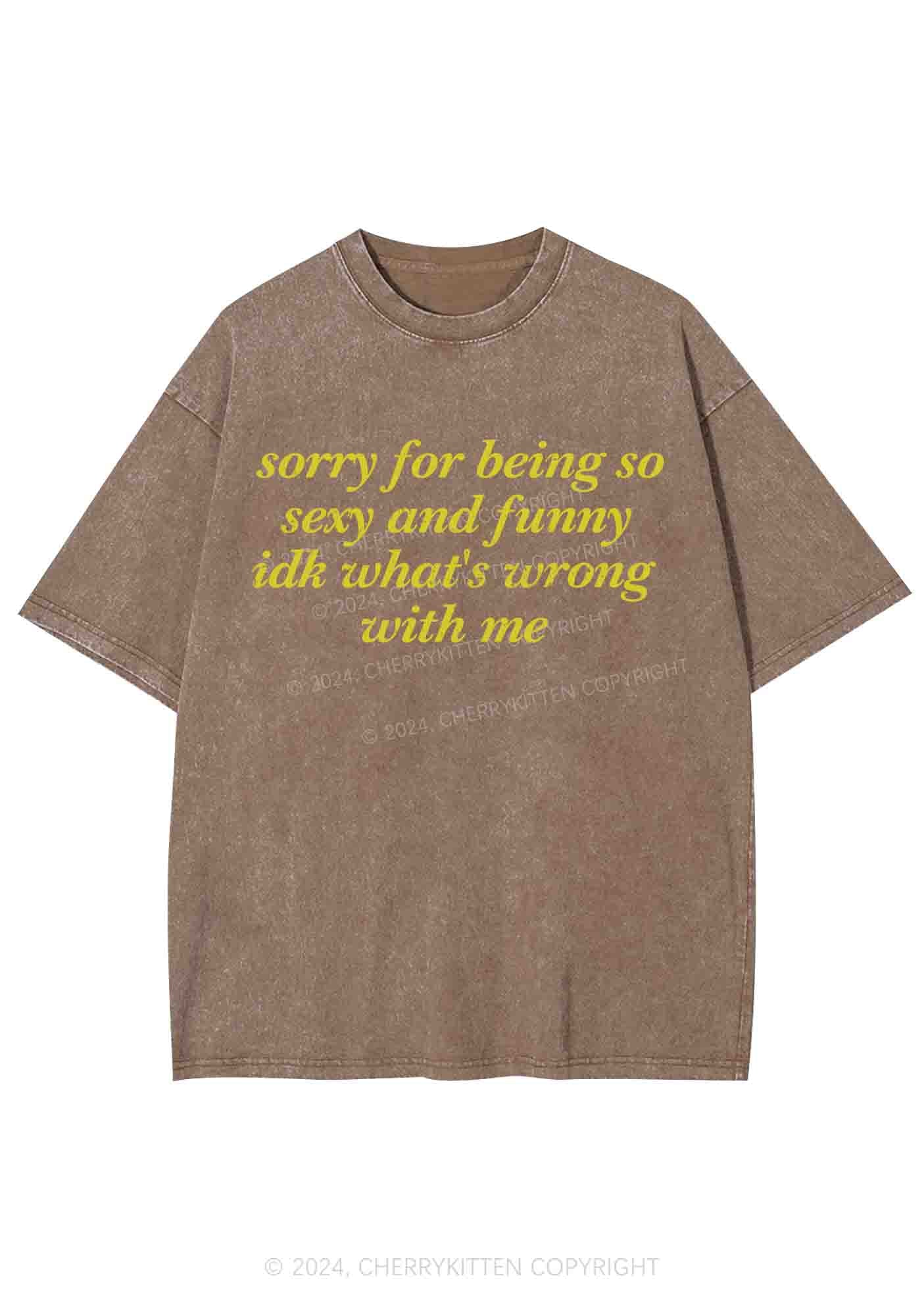 Sorry For Being So Funny Y2K Washed Tee Cherrykitten - Image 7