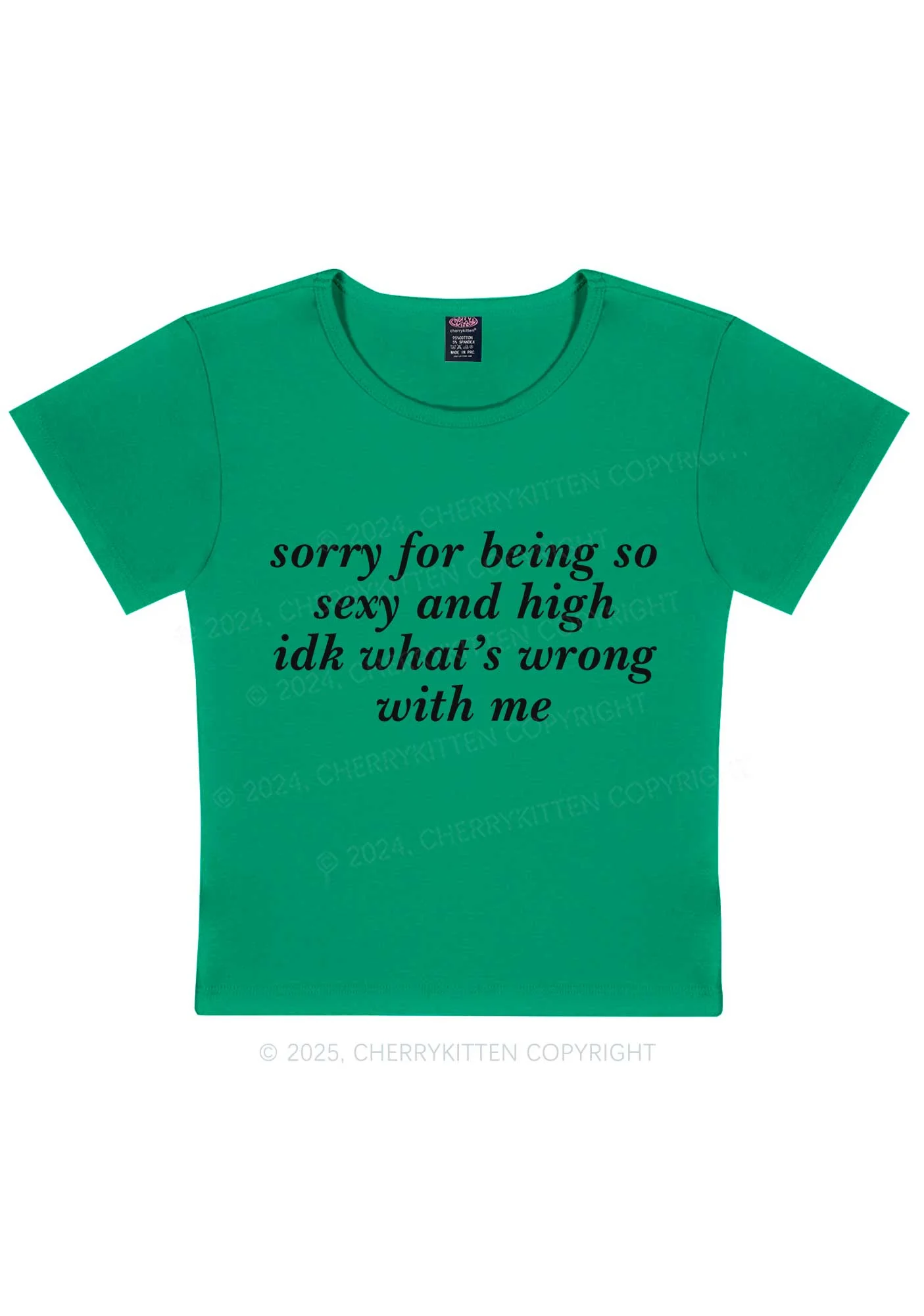 Sorry For Being So High Y2K Baby Tee Cherrykitten - Image 11