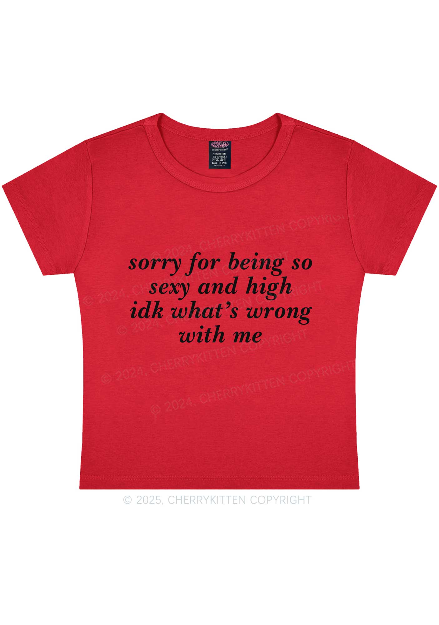 Sorry For Being So High Y2K Baby Tee Cherrykitten - Image 4