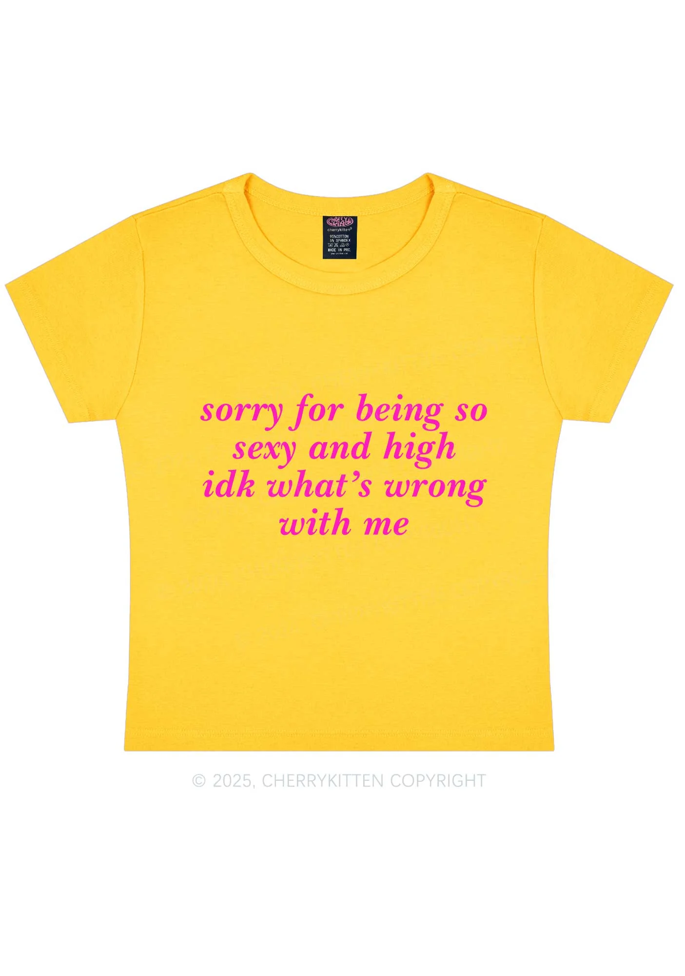 Sorry For Being So High Y2K Baby Tee Cherrykitten - Image 5