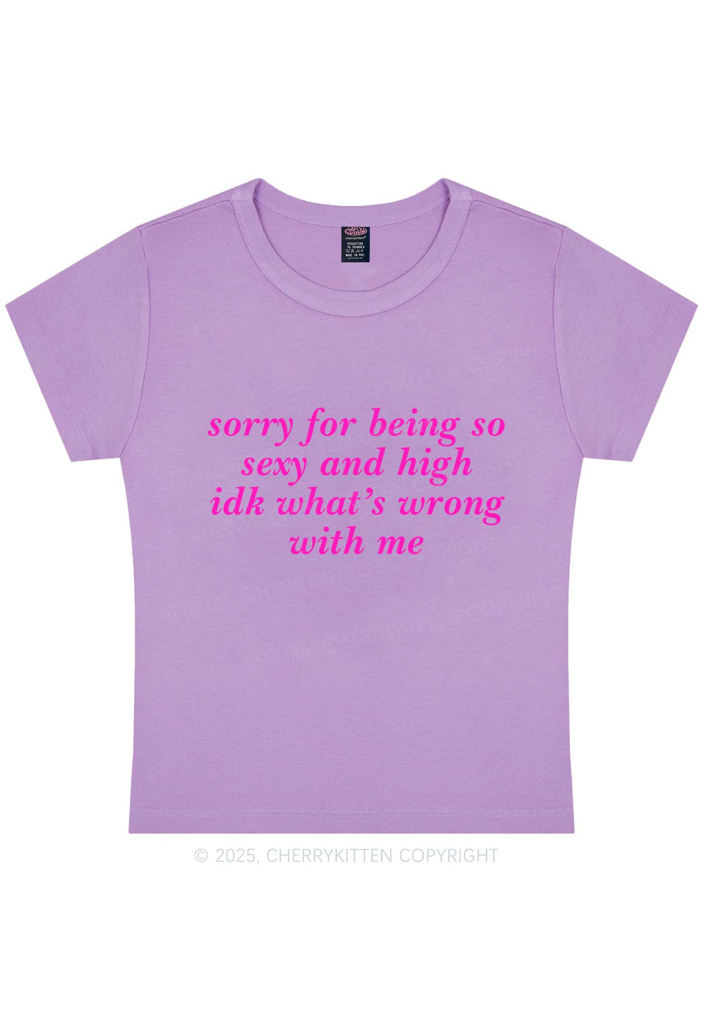 Sorry For Being So High Y2K Baby Tee Cherrykitten - Image 6