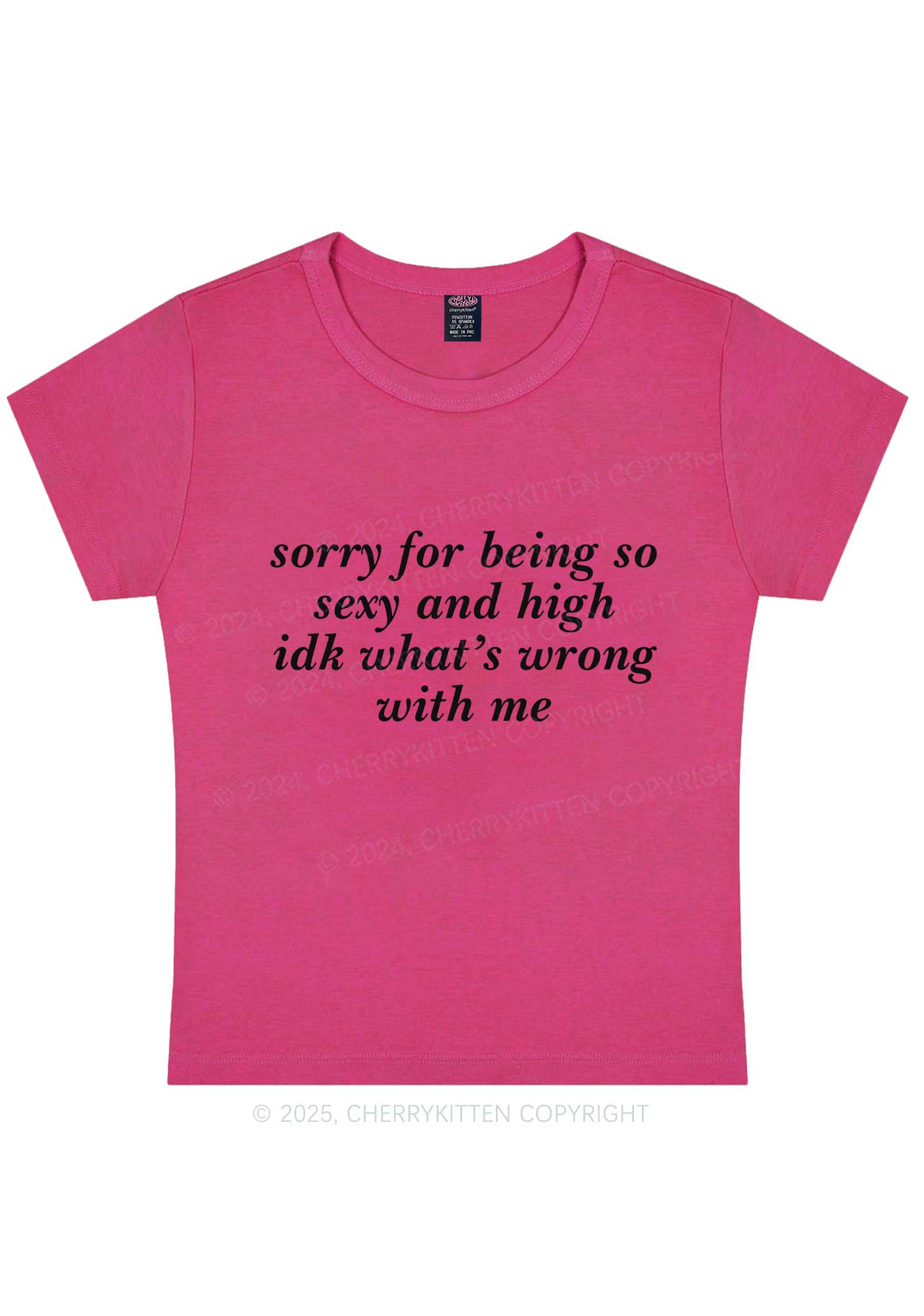 Sorry For Being So High Y2K Baby Tee Cherrykitten - Image 7